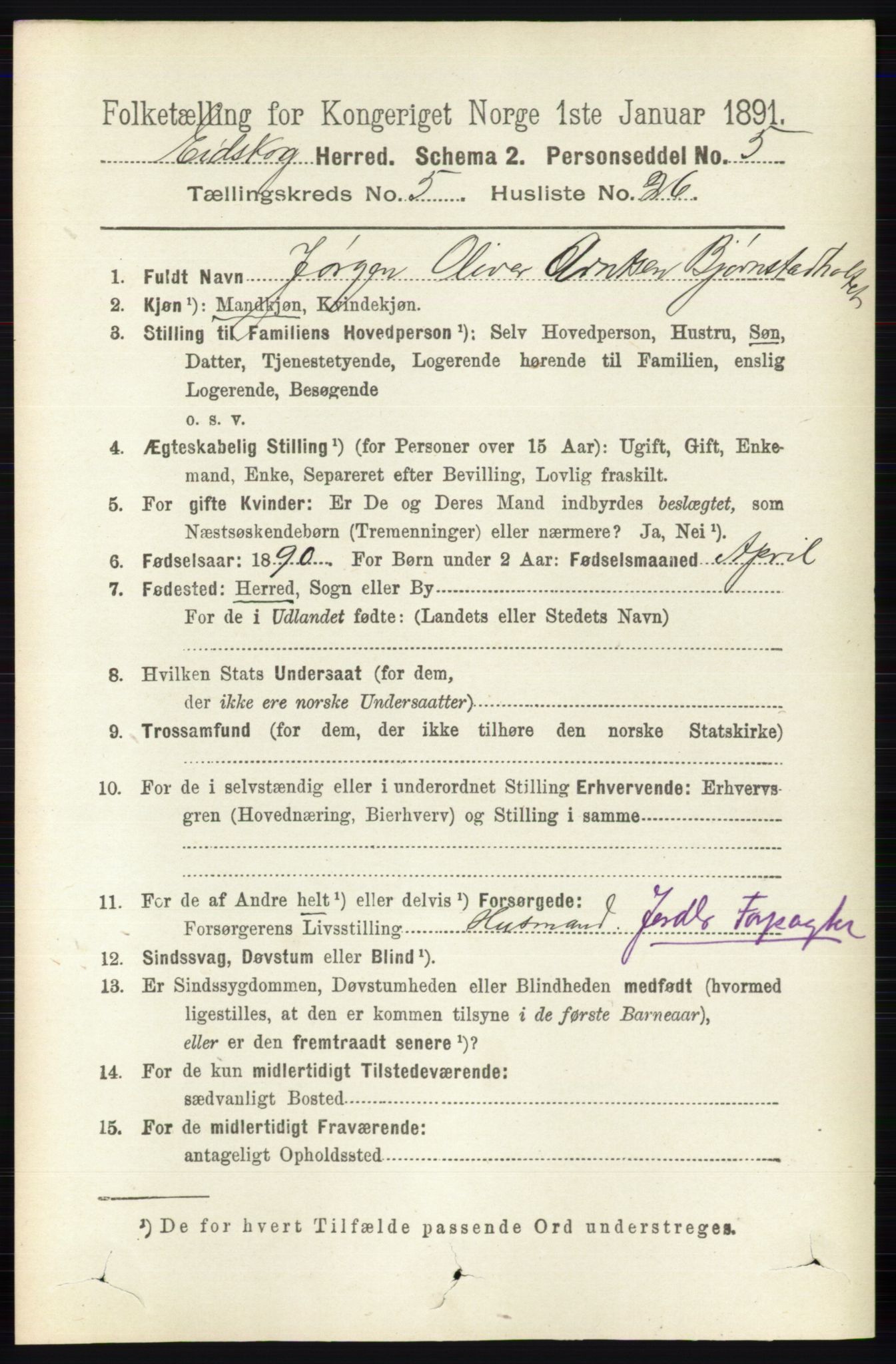 RA, 1891 census for 0420 Eidskog, 1891, p. 2217