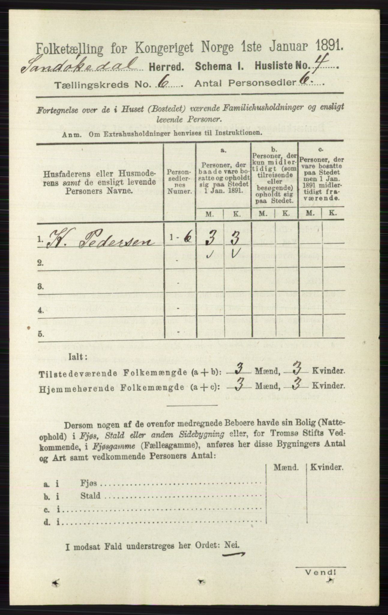 RA, 1891 census for 0816 Sannidal, 1891, p. 2479