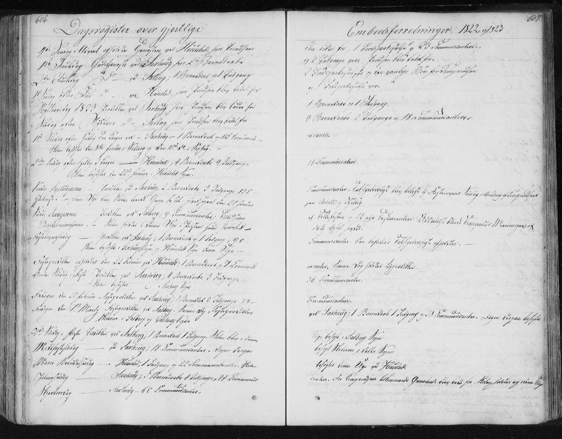 Ministerialprotokoller, klokkerbøker og fødselsregistre - Nord-Trøndelag, SAT/A-1458/730/L0276: Parish register (official) no. 730A05, 1822-1830, p. 606-607