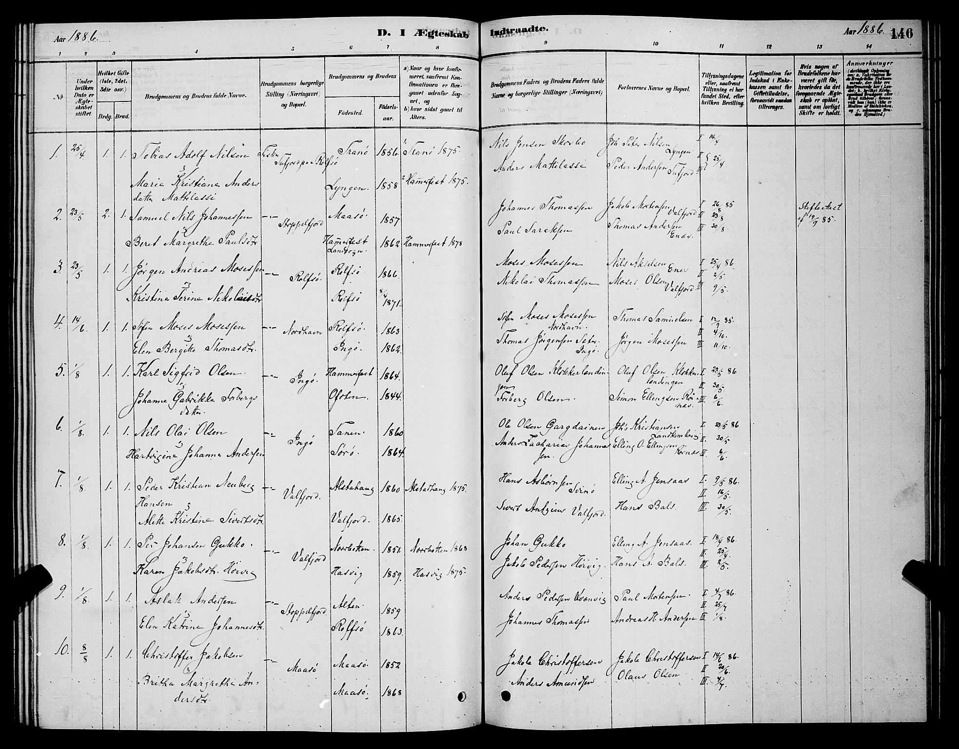 Måsøy sokneprestkontor, SATØ/S-1348/H/Hb/L0002klokker: Parish register (copy) no. 2, 1876-1888, p. 146