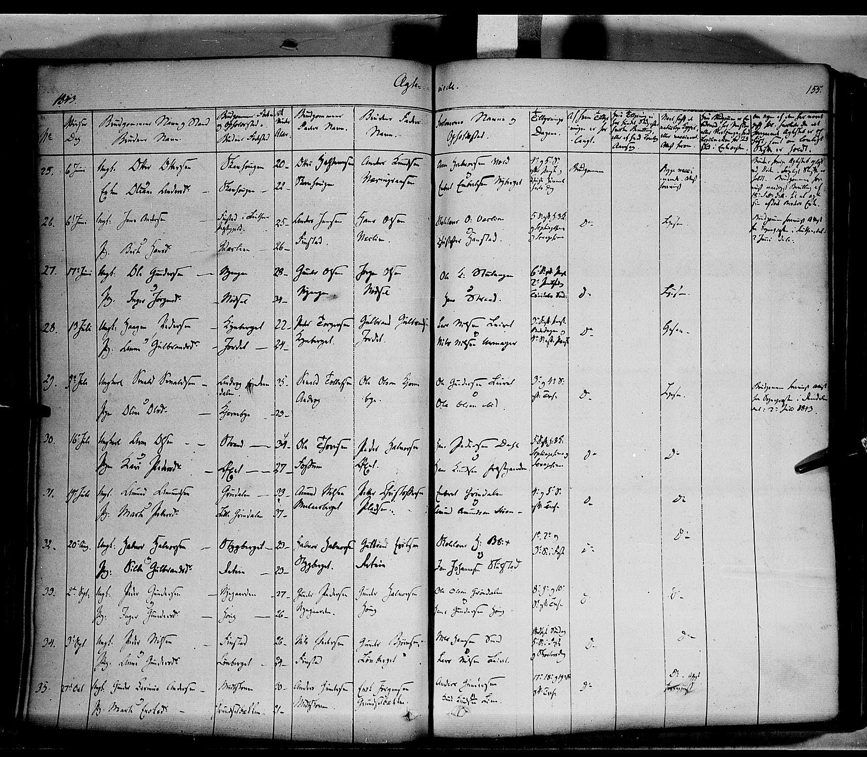 Elverum prestekontor, AV/SAH-PREST-044/H/Ha/Haa/L0009: Parish register (official) no. 9, 1843-1856, p. 155