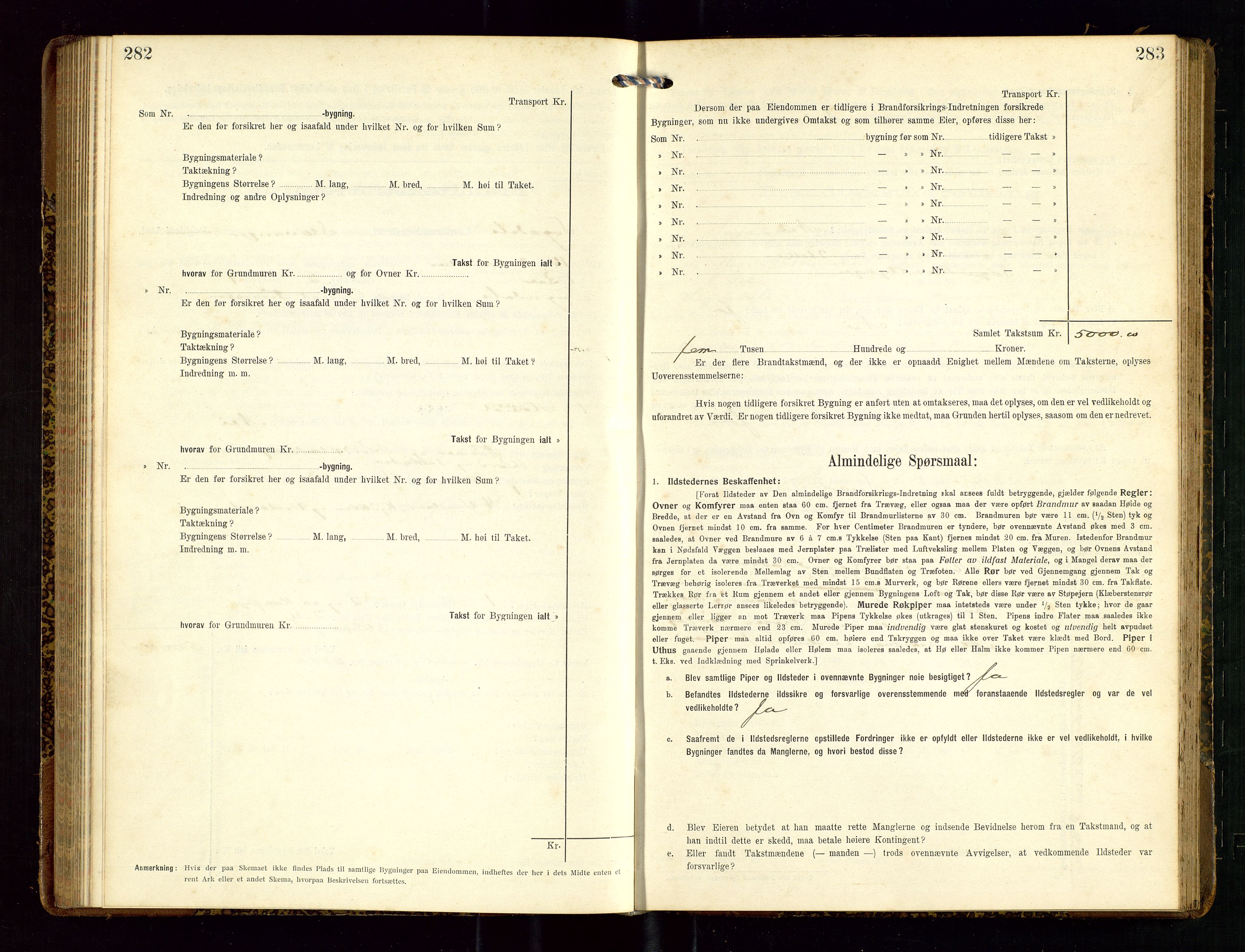 Sokndal lensmannskontor, AV/SAST-A-100417/Gob/L0003: "Brandtakst-Protokol", 1914-1917, p. 282-283