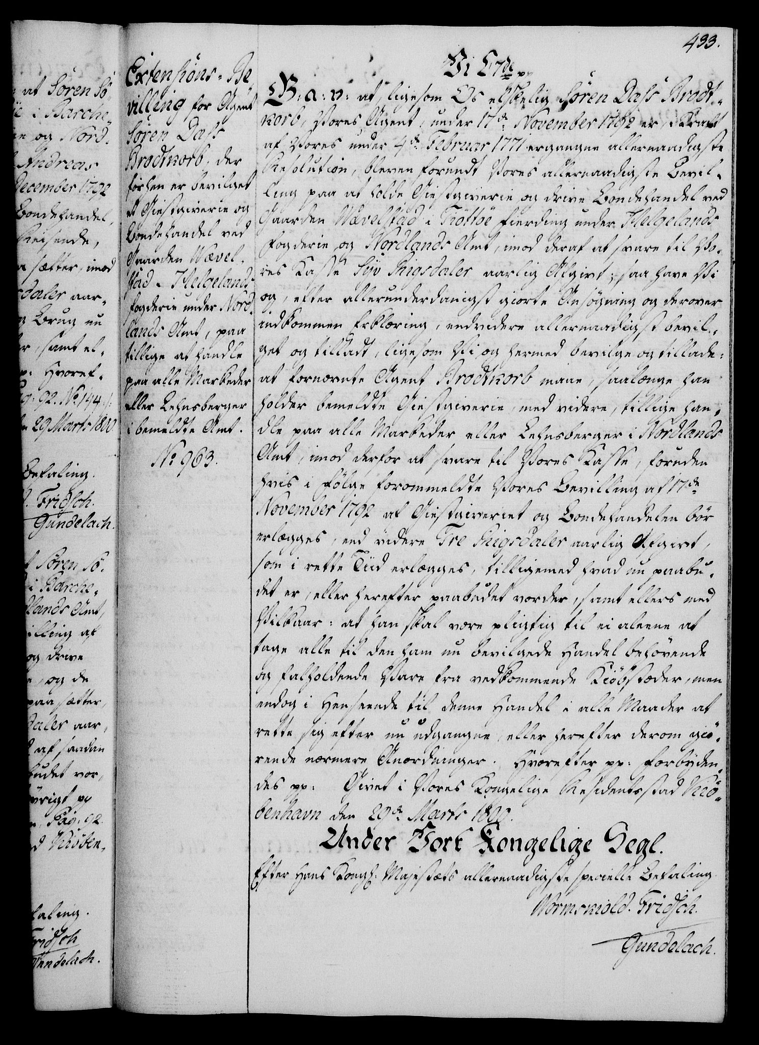 Rentekammeret, Kammerkanselliet, RA/EA-3111/G/Gg/Gga/L0016: Norsk ekspedisjonsprotokoll med register (merket RK 53.16), 1794-1800, p. 433