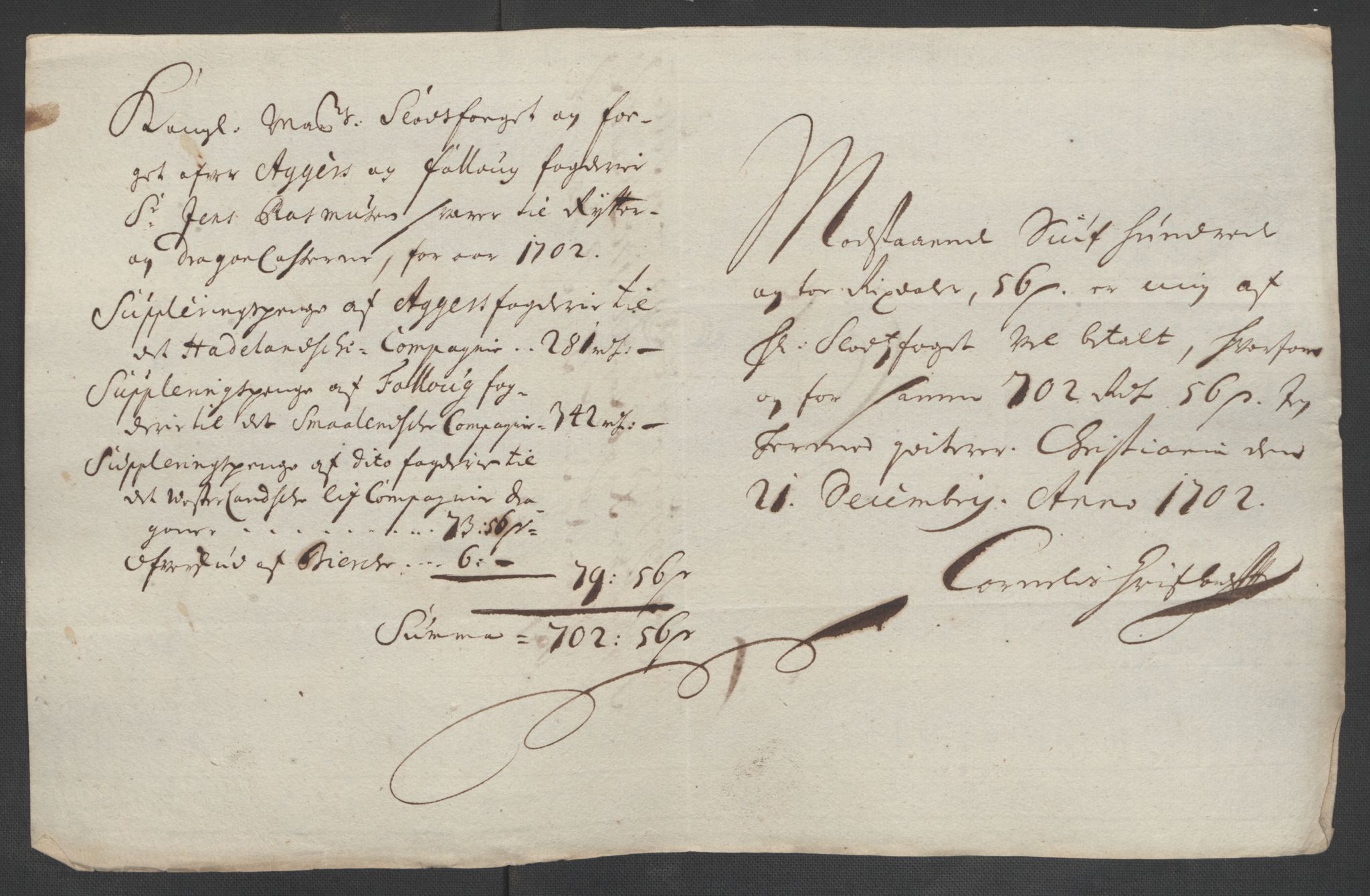 Rentekammeret inntil 1814, Reviderte regnskaper, Fogderegnskap, AV/RA-EA-4092/R10/L0444: Fogderegnskap Aker og Follo, 1701-1702, p. 278