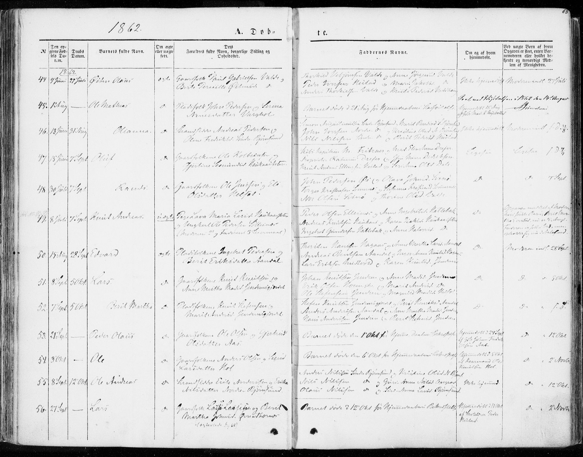 Ministerialprotokoller, klokkerbøker og fødselsregistre - Møre og Romsdal, AV/SAT-A-1454/565/L0748: Parish register (official) no. 565A02, 1845-1872, p. 63