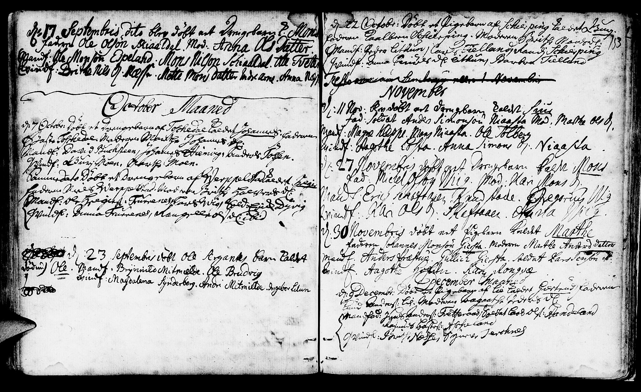 Haus sokneprestembete, AV/SAB-A-75601/H/Haa: Parish register (official) no. A 4, 1723-1733, p. 153