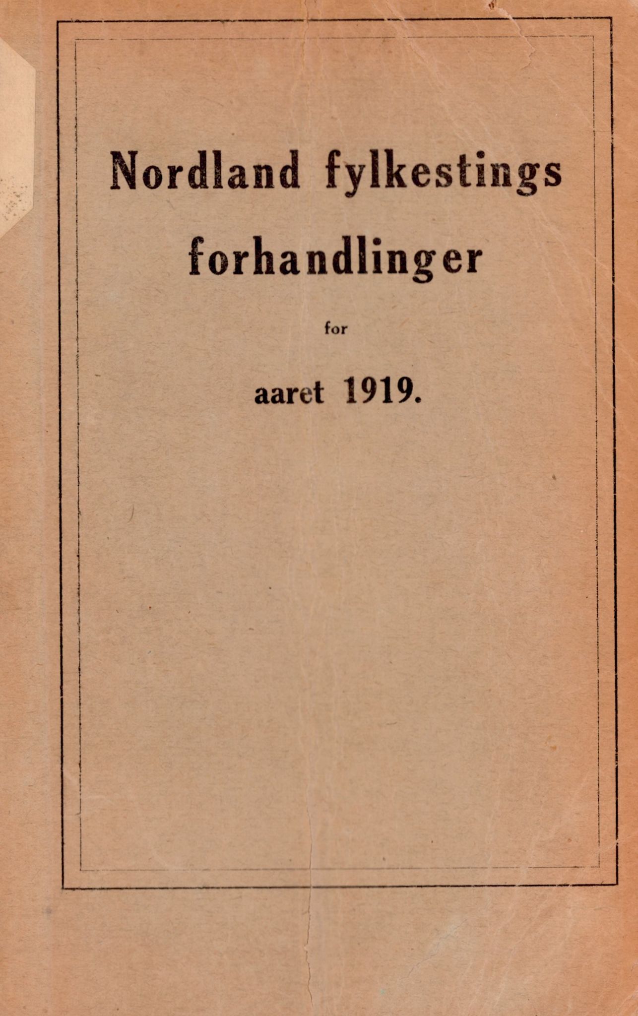 Nordland Fylkeskommune. Fylkestinget, AIN/NFK-17/176/A/Ac/L0042: Fylkestingsforhandlinger 1919, 1919