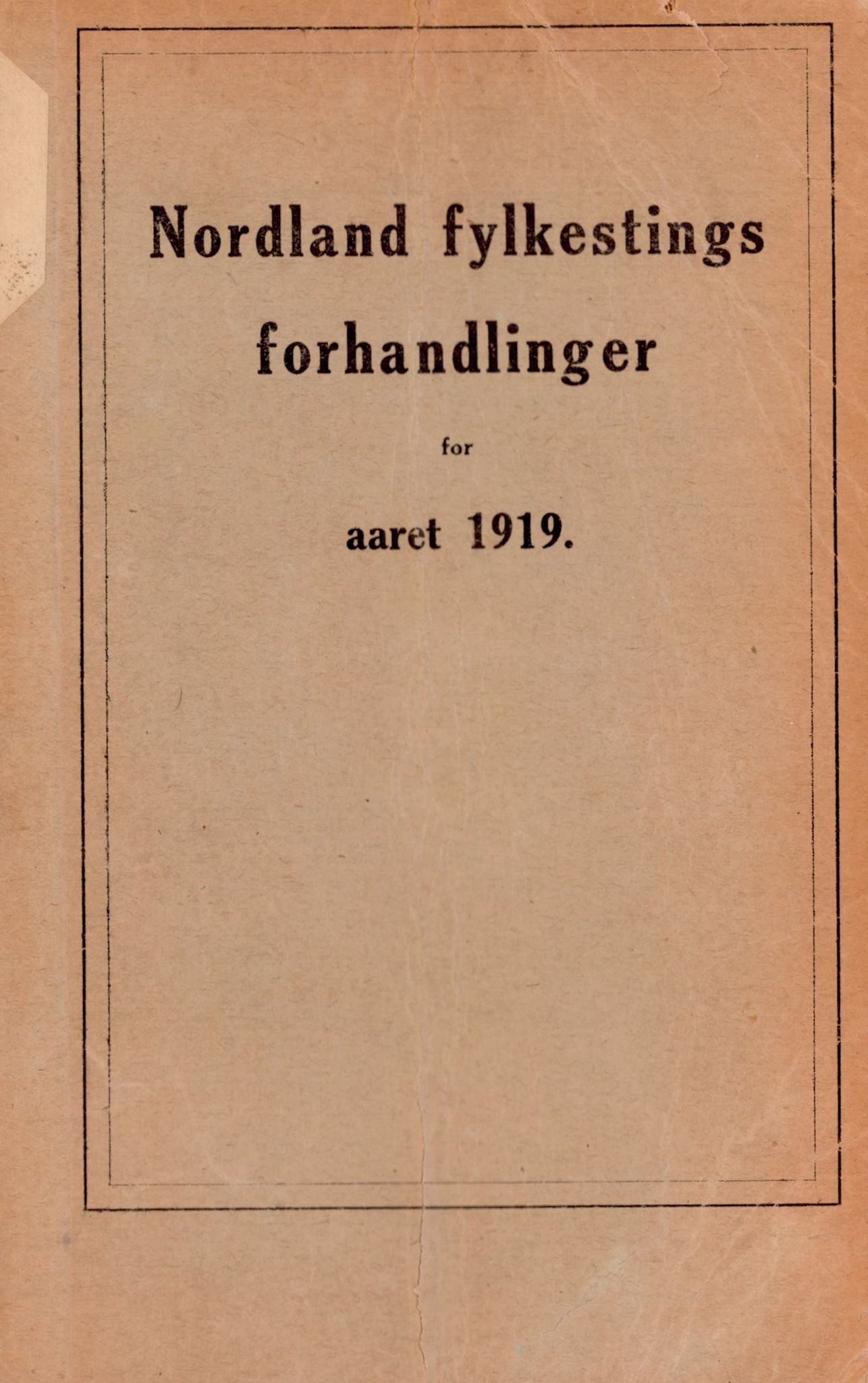Nordland Fylkeskommune. Fylkestinget, AIN/NFK-17/176/A/Ac/L0042: Fylkestingsforhandlinger 1919, 1919