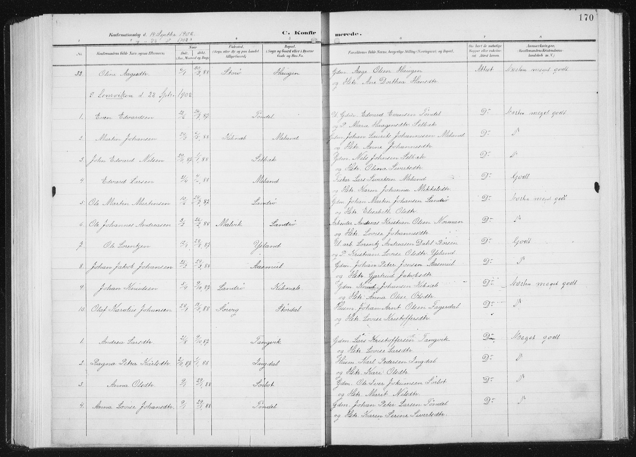 Ministerialprotokoller, klokkerbøker og fødselsregistre - Sør-Trøndelag, SAT/A-1456/647/L0635: Parish register (official) no. 647A02, 1896-1911, p. 170