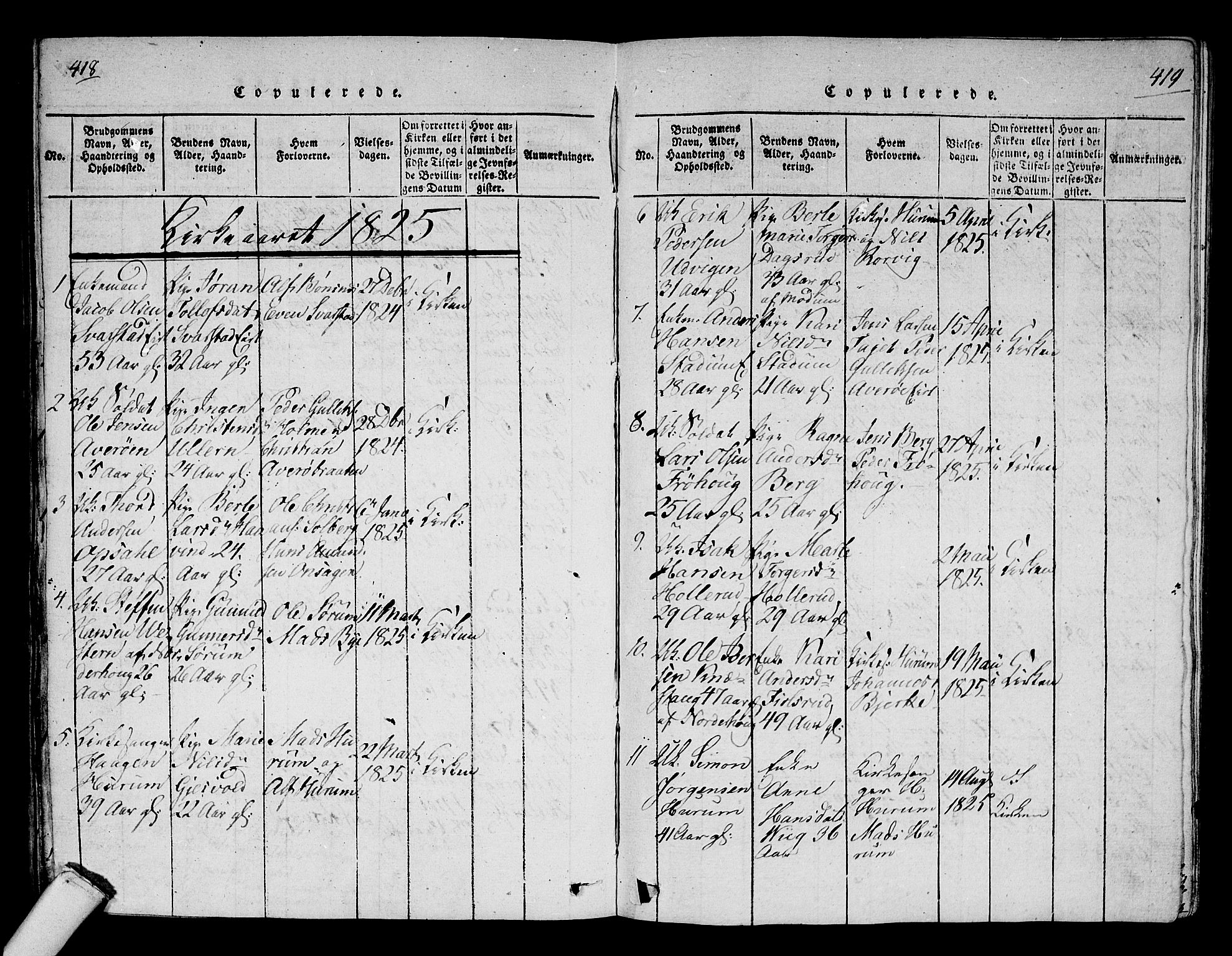 Hole kirkebøker, SAKO/A-228/F/Fa/L0004: Parish register (official) no. I 4, 1814-1833, p. 418-419