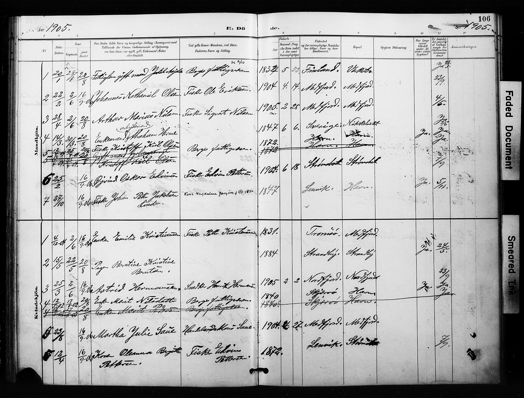 Berg sokneprestkontor, SATØ/S-1318/G/Ga/Gaa/L0005kirke: Parish register (official) no. 5, 1894-1905, p. 106