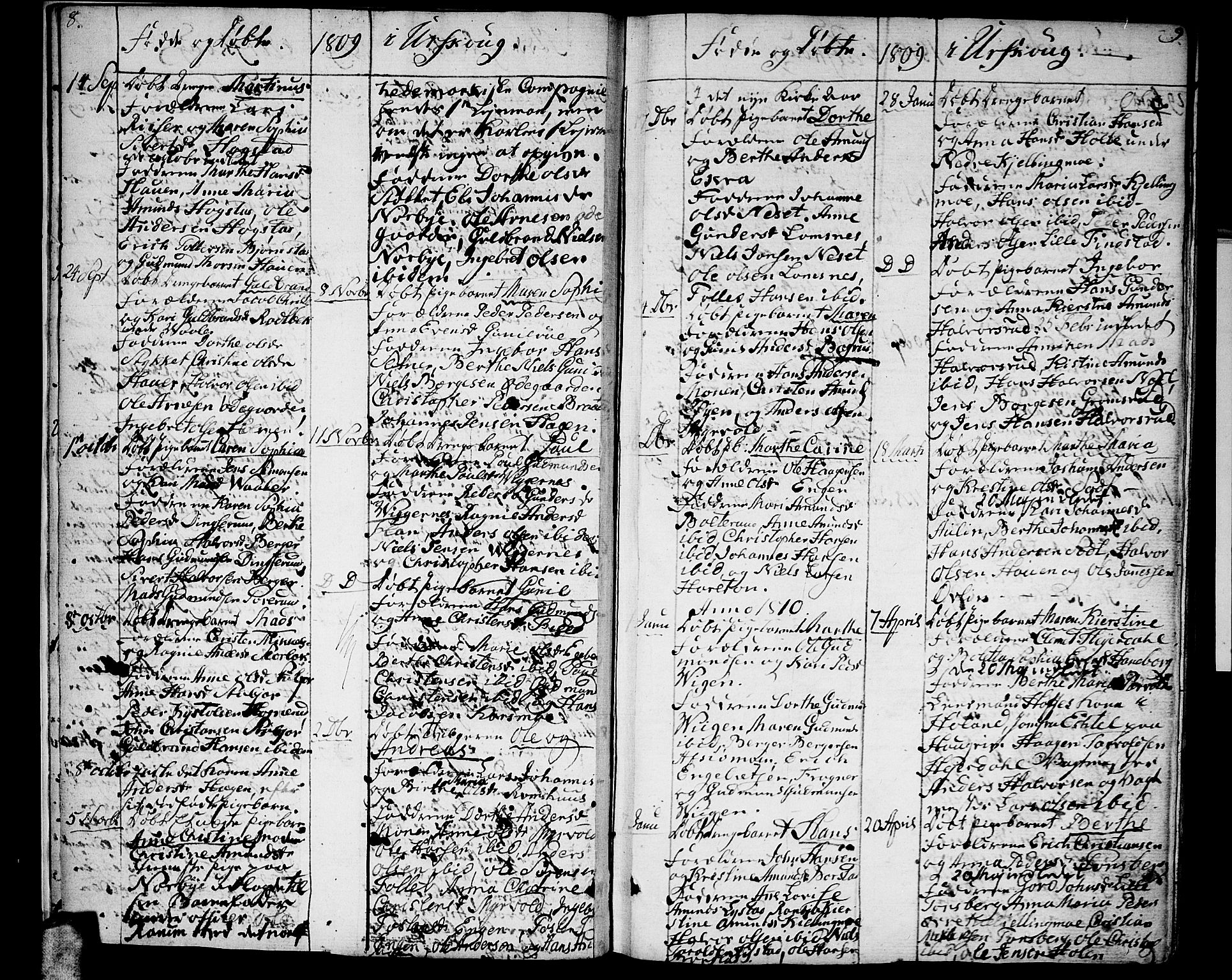Aurskog prestekontor Kirkebøker, SAO/A-10304a/F/Fa/L0004: Parish register (official) no. I 4, 1807-1814, p. 8-9