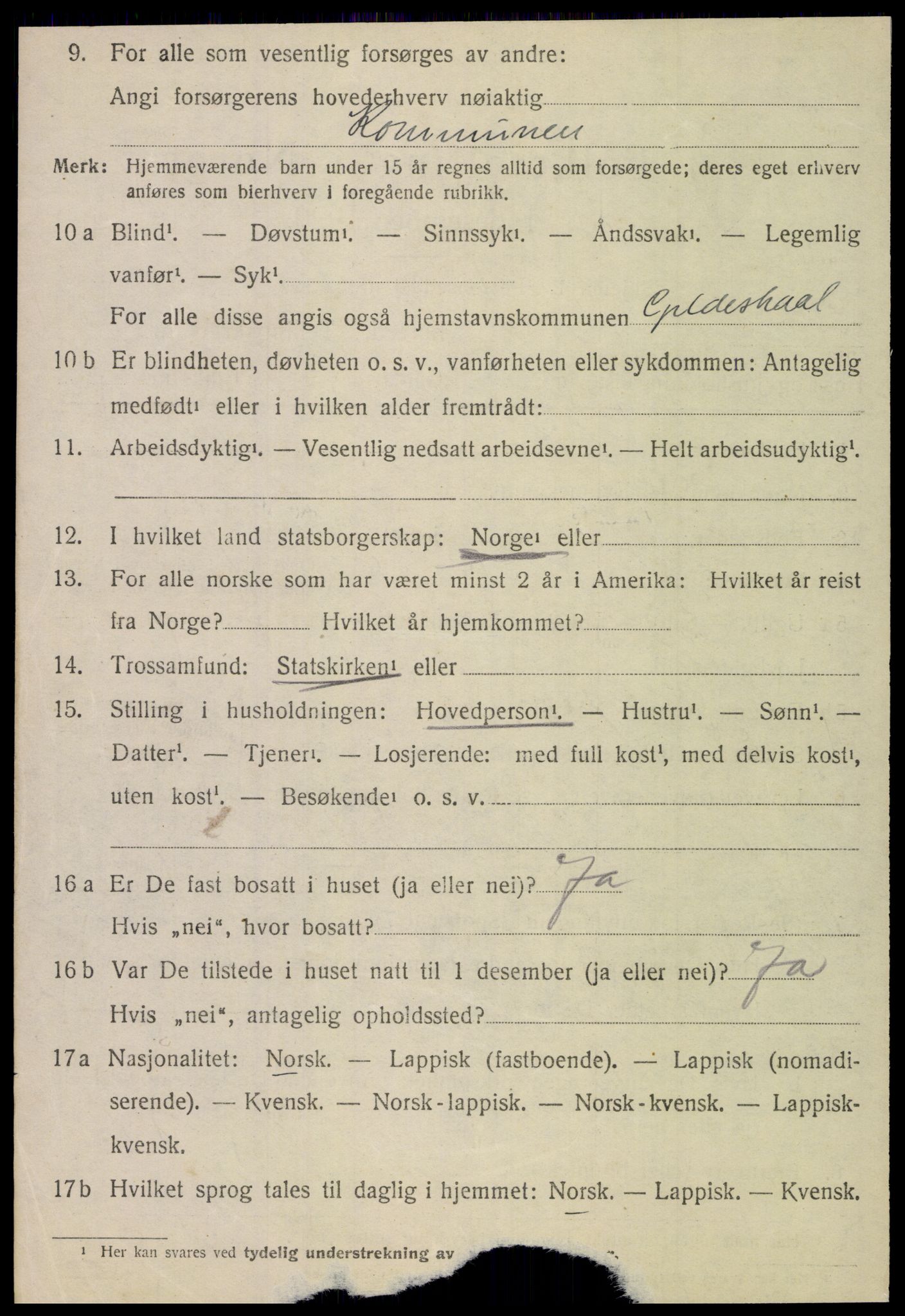 SAT, 1920 census for Gildeskål, 1920, p. 2405