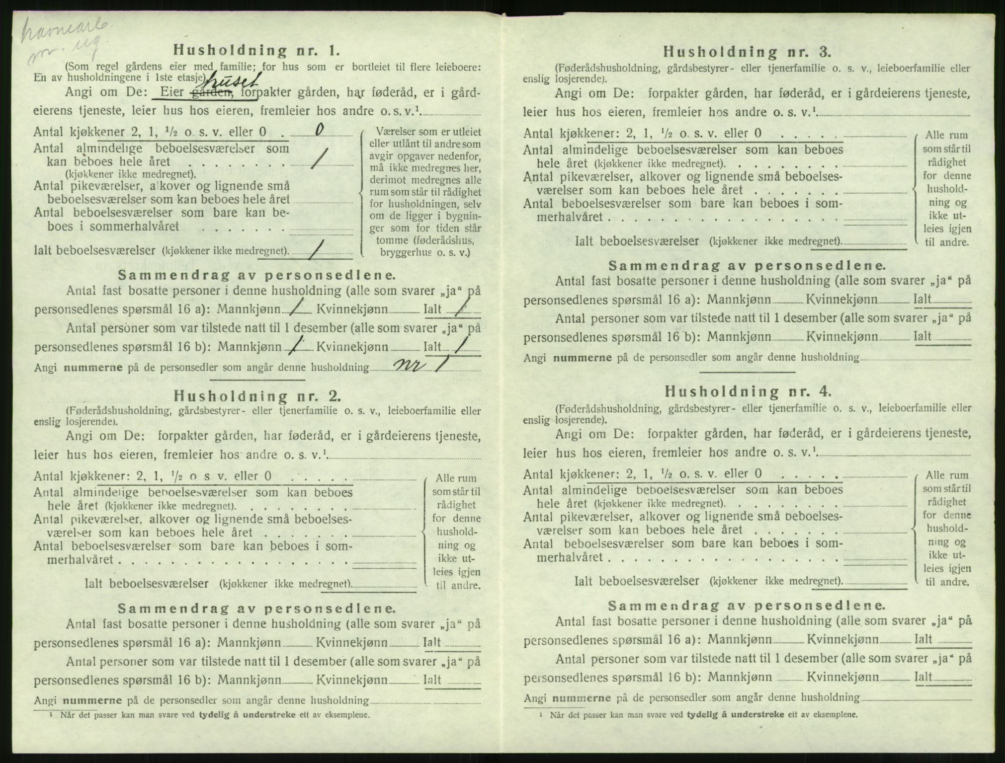 SAT, 1920 census for Volda, 1920, p. 1145