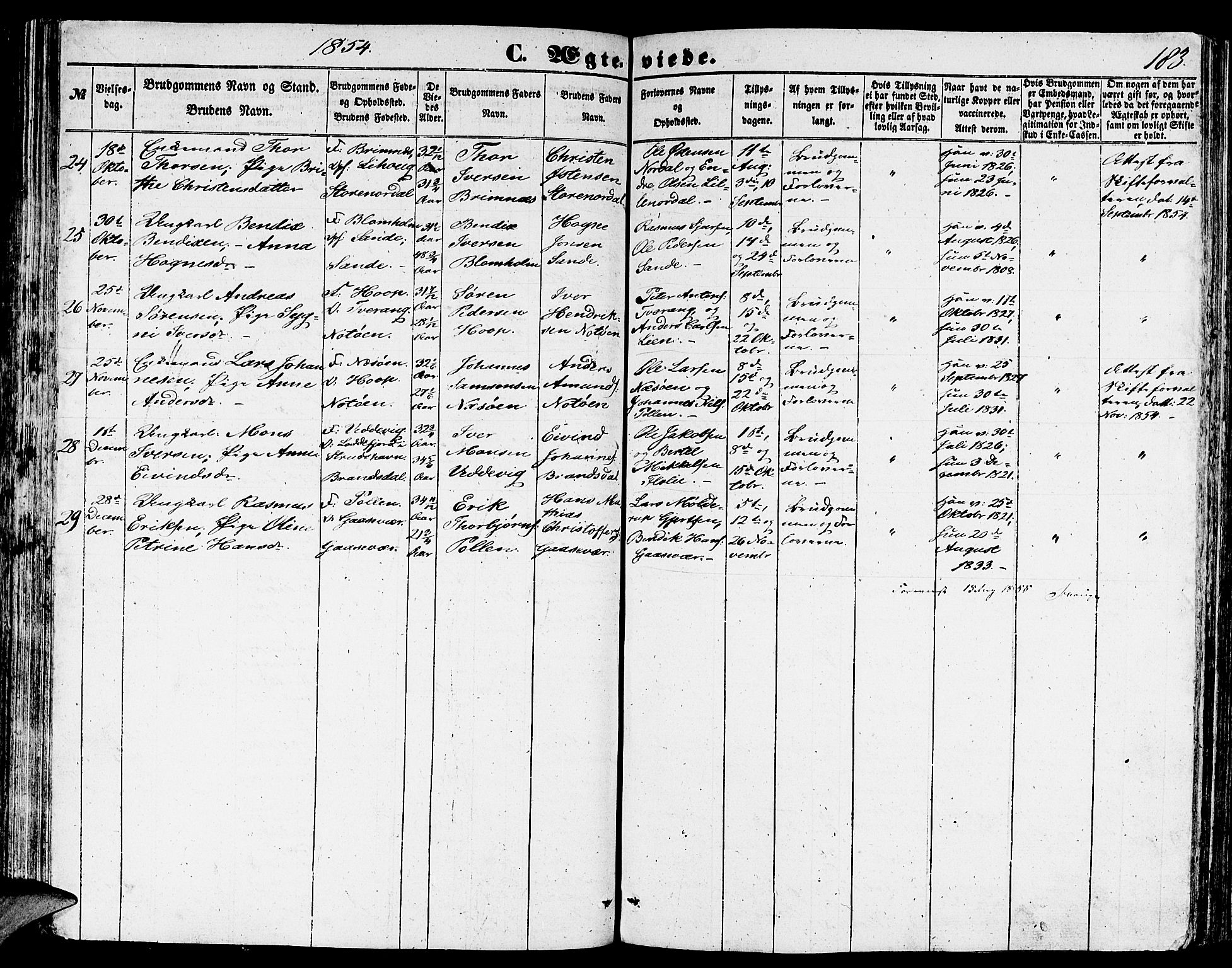 Gulen sokneprestembete, AV/SAB-A-80201/H/Hab/Habb/L0001: Parish register (copy) no. B 1, 1854-1866, p. 183