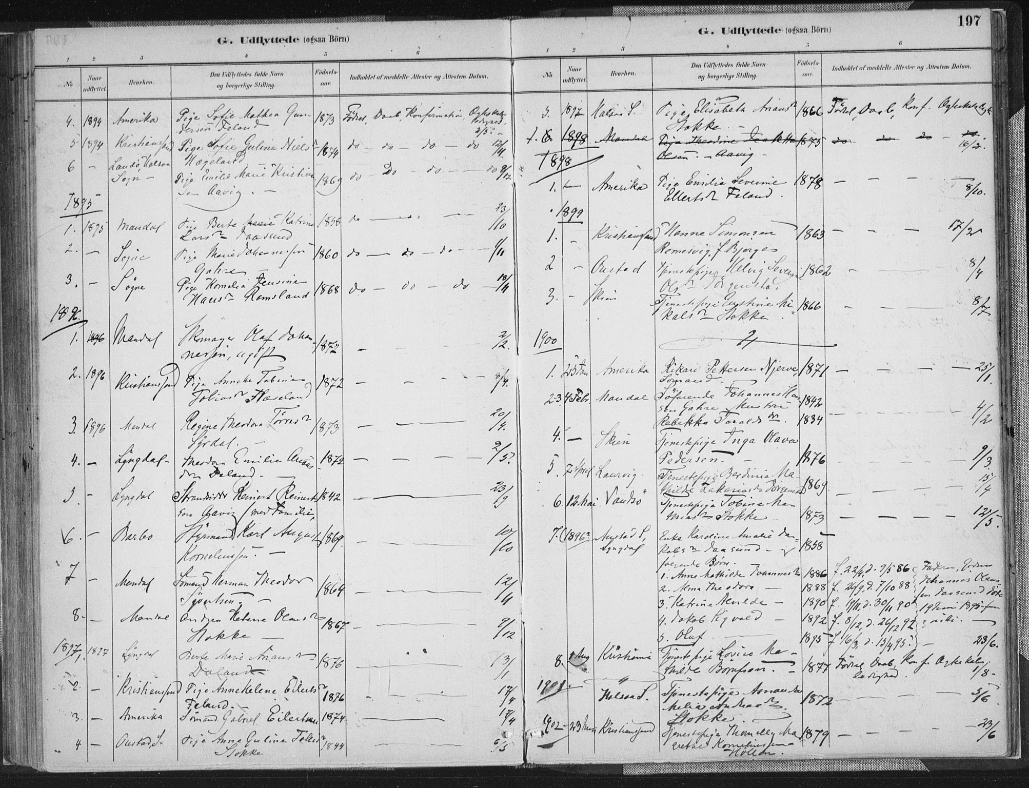 Sør-Audnedal sokneprestkontor, AV/SAK-1111-0039/F/Fa/Faa/L0004: Parish register (official) no. A 4, 1884-1909, p. 197