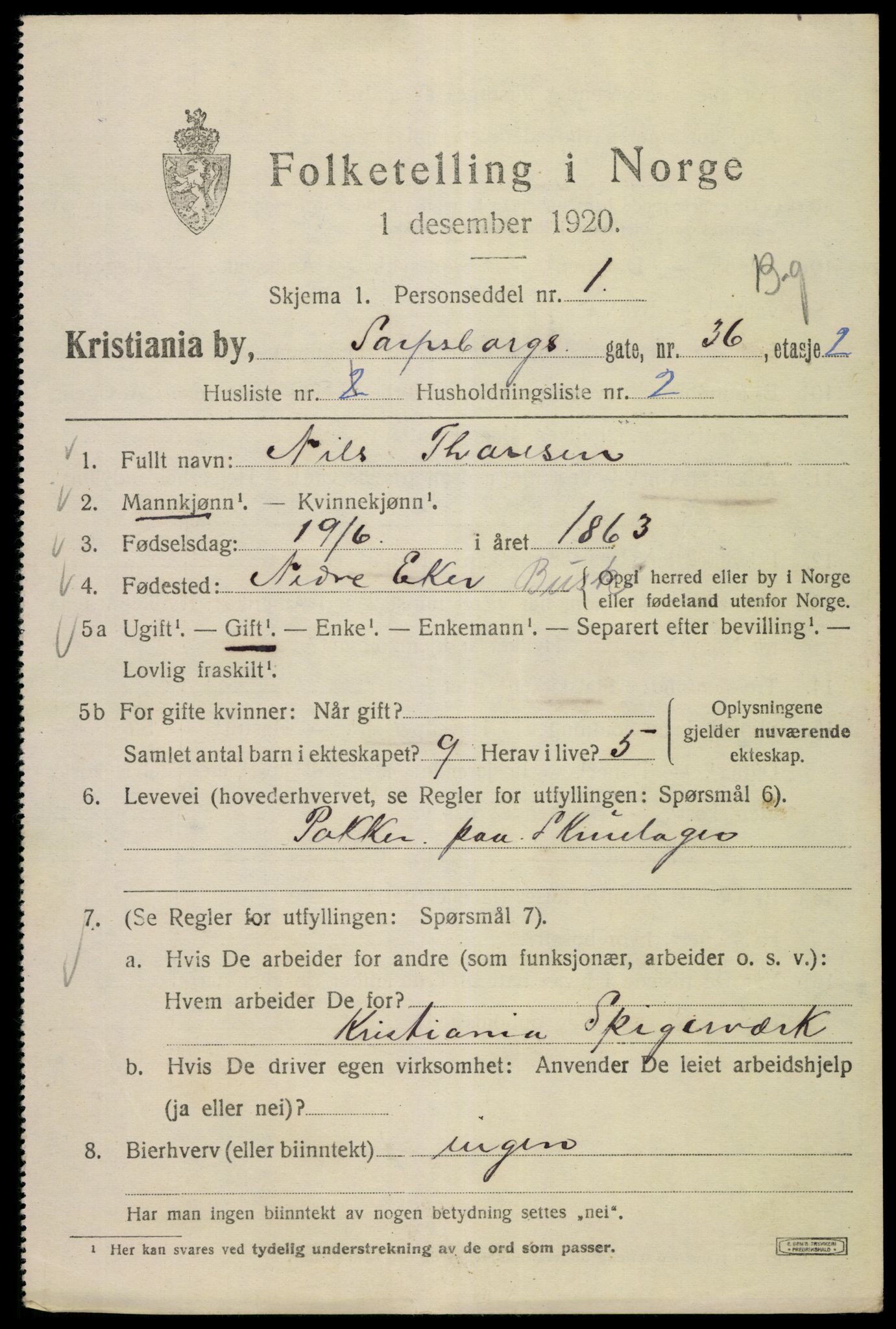 SAO, 1920 census for Kristiania, 1920, p. 486161