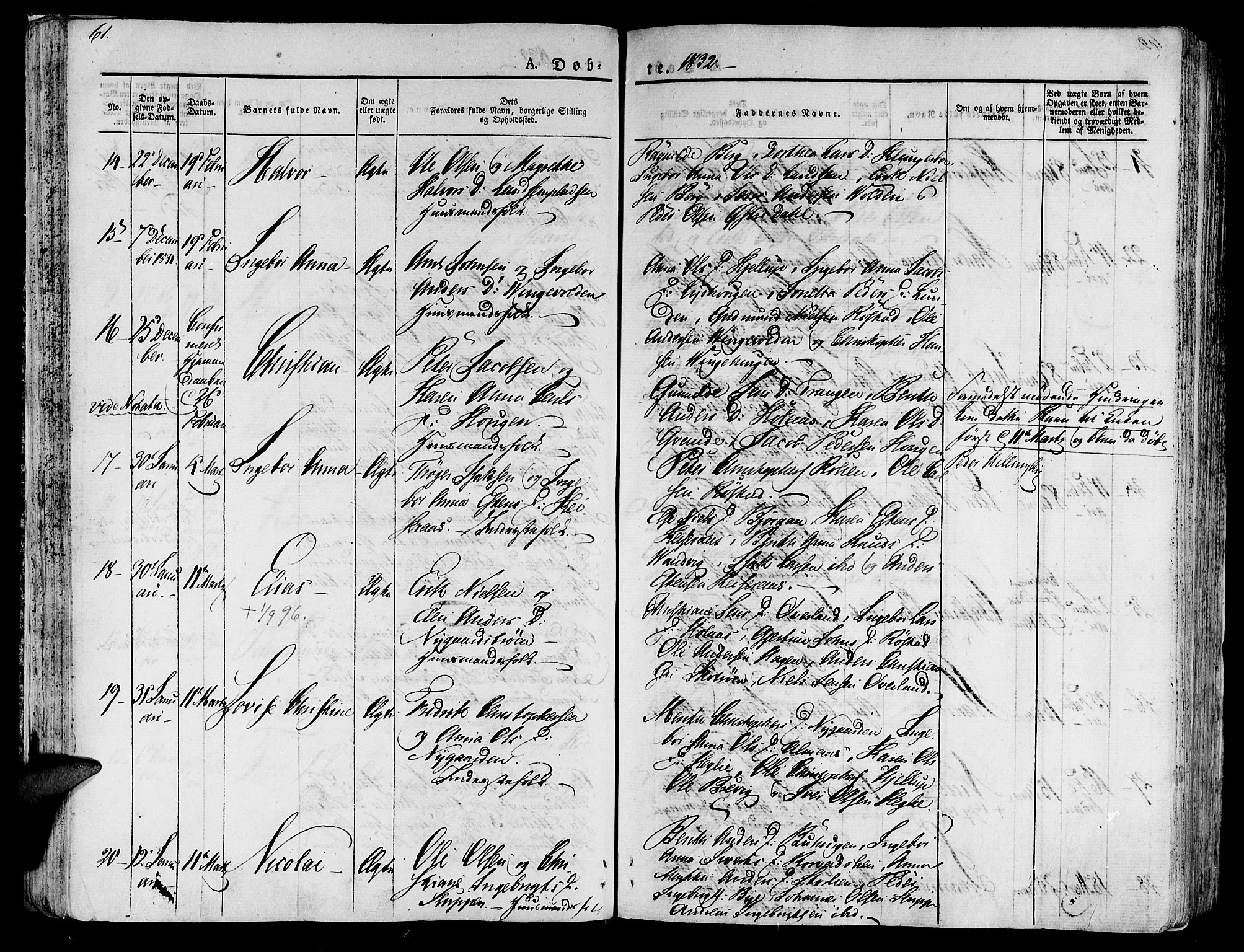 Ministerialprotokoller, klokkerbøker og fødselsregistre - Nord-Trøndelag, SAT/A-1458/701/L0006: Parish register (official) no. 701A06, 1825-1841, p. 61
