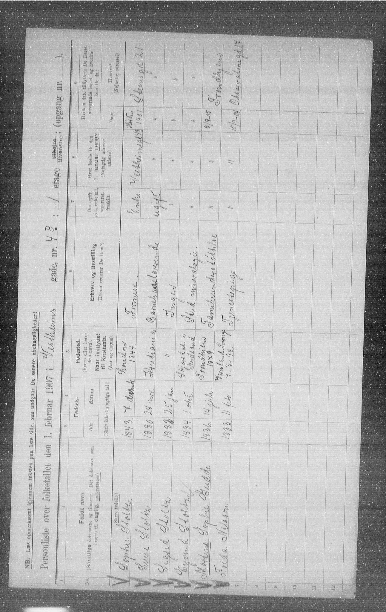 OBA, Municipal Census 1907 for Kristiania, 1907, p. 62291