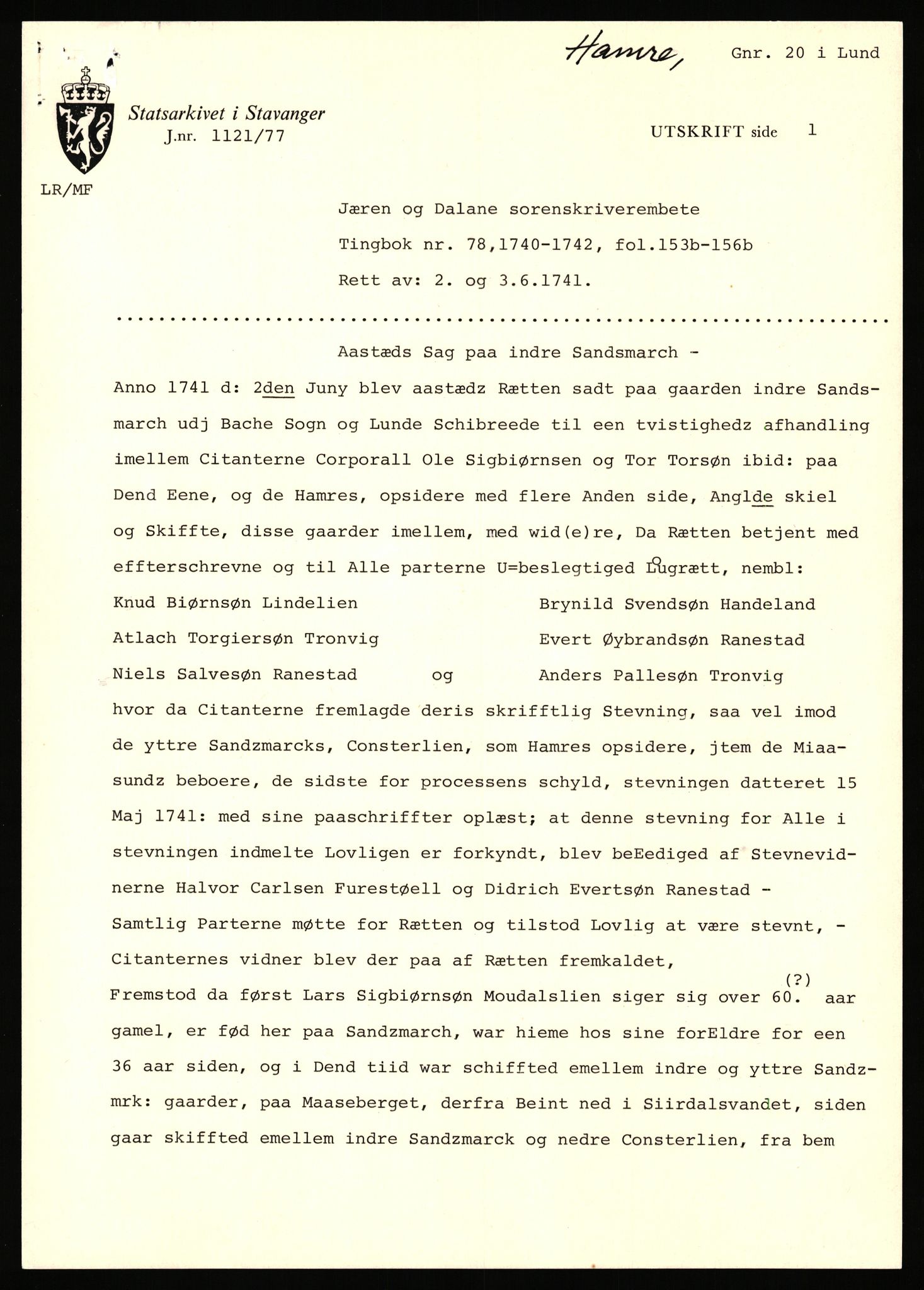 Statsarkivet i Stavanger, AV/SAST-A-101971/03/Y/Yj/L0029: Avskrifter sortert etter gårdsnavn: Haga i Skjold - Handeland, 1750-1930, p. 337