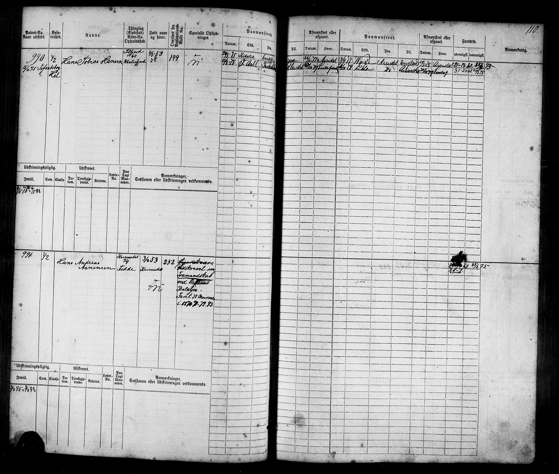 Flekkefjord mønstringskrets, AV/SAK-2031-0018/F/Fb/L0009: Hovedrulle nr 771-1533, Æ-6, 1868-1900, p. 113