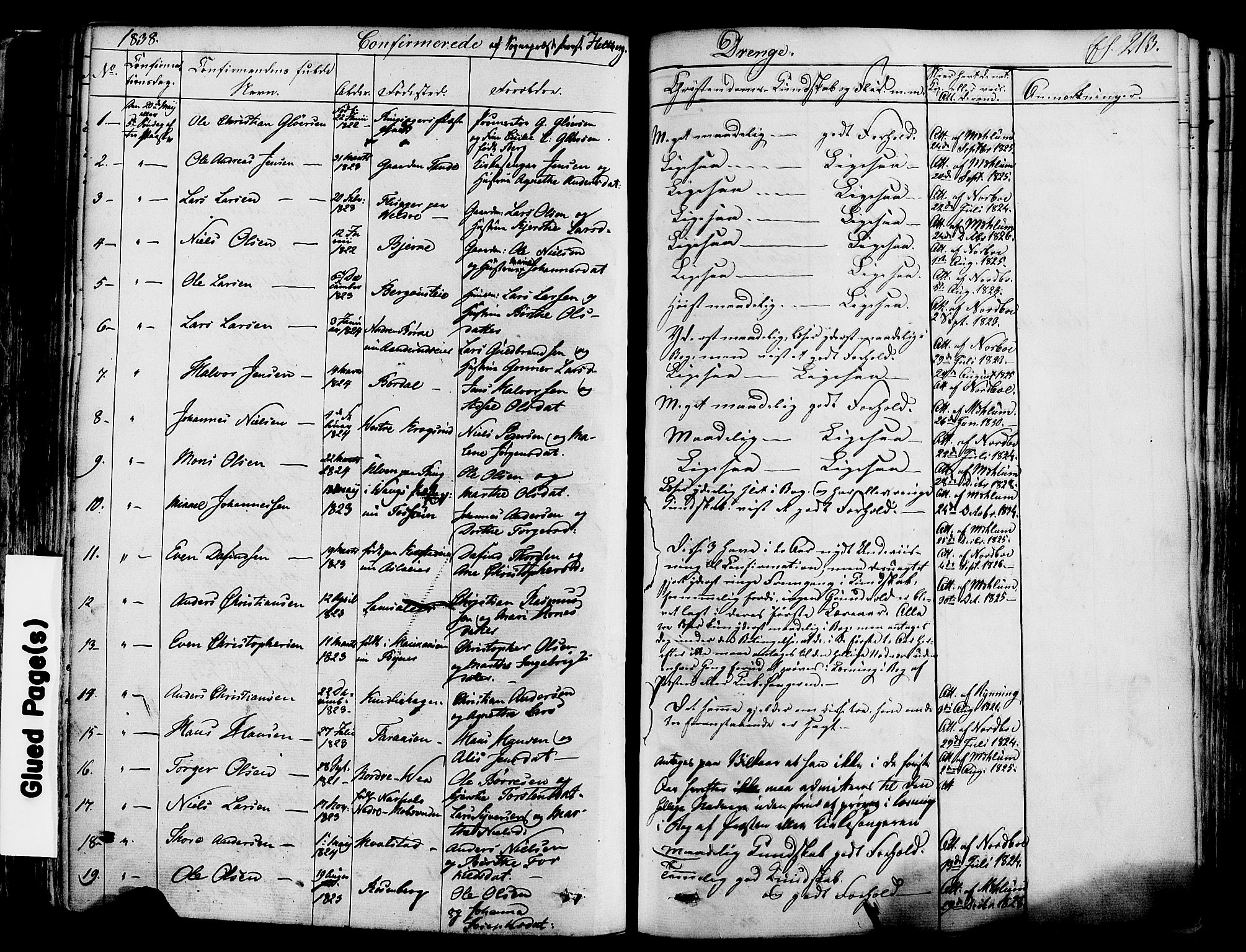 Ringsaker prestekontor, AV/SAH-PREST-014/K/Ka/L0008: Parish register (official) no. 8, 1837-1850, p. 213