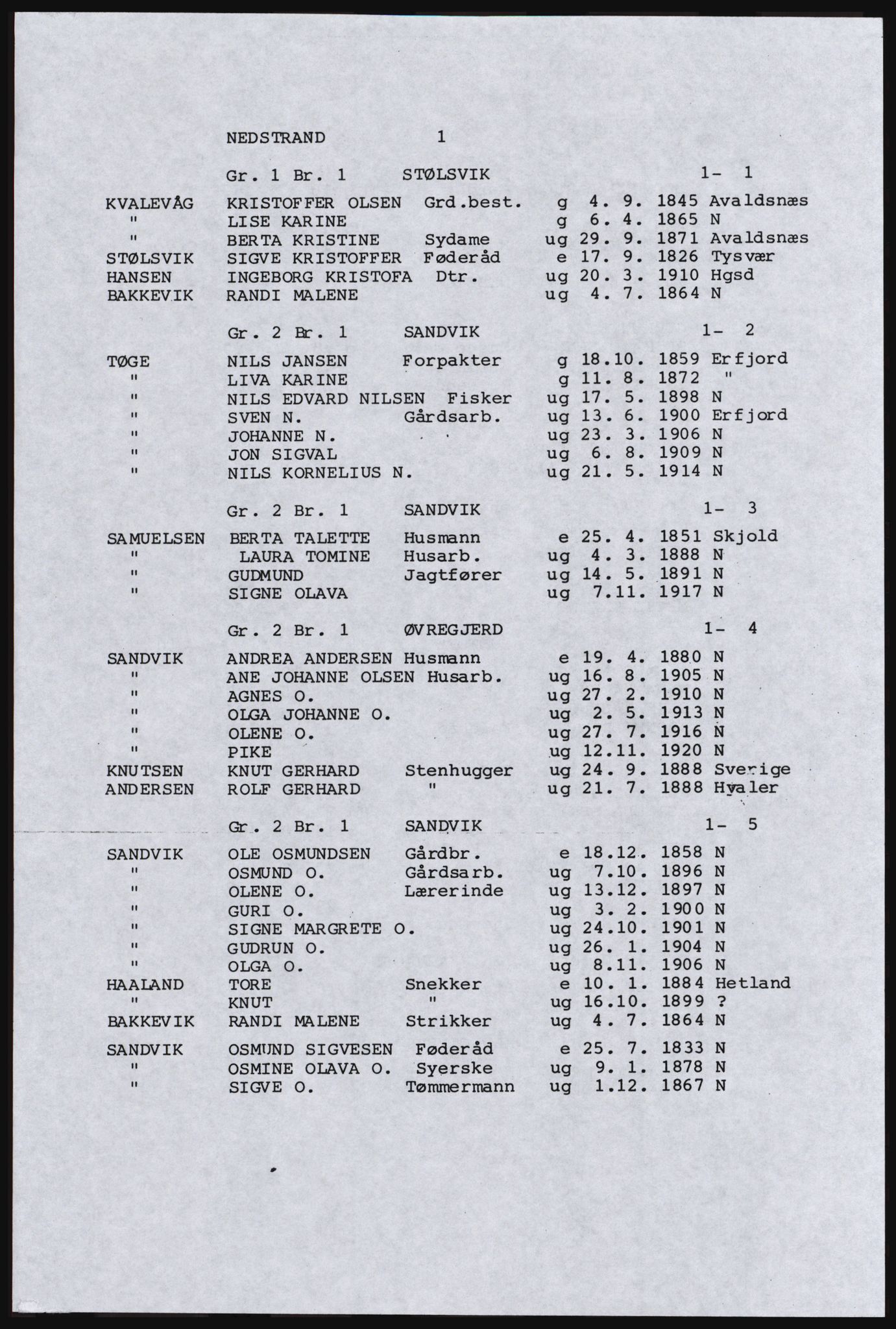 SAST, Copy of 1920 census for the Northern Rogaland, 1920, p. 9