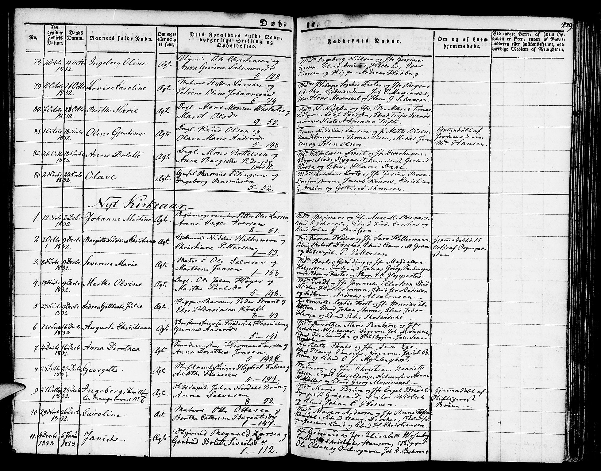 Nykirken Sokneprestembete, SAB/A-77101/H/Haa/L0012: Parish register (official) no. A 12, 1821-1844, p. 229