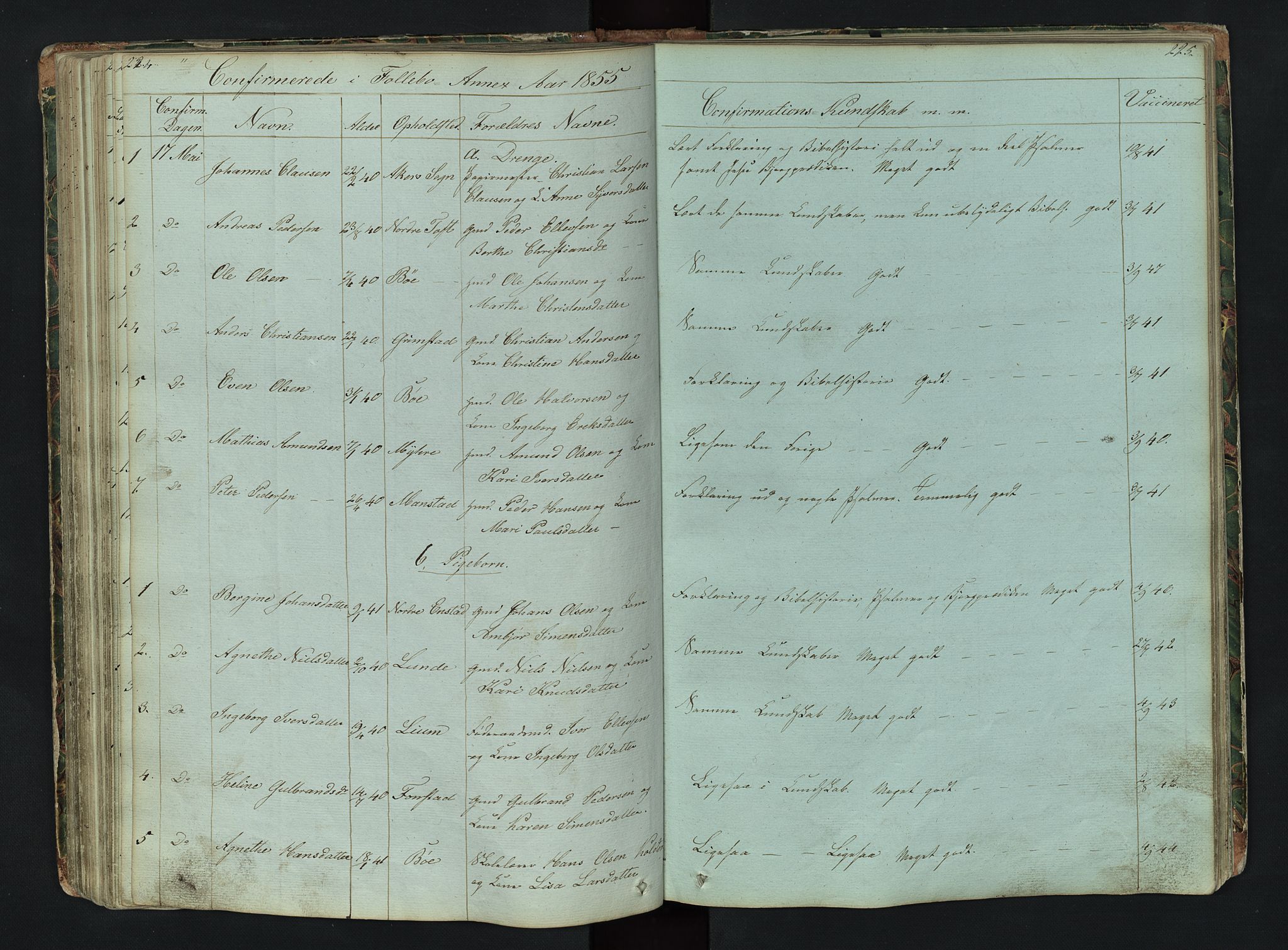 Gausdal prestekontor, SAH/PREST-090/H/Ha/Hab/L0006: Parish register (copy) no. 6, 1846-1893, p. 224-225