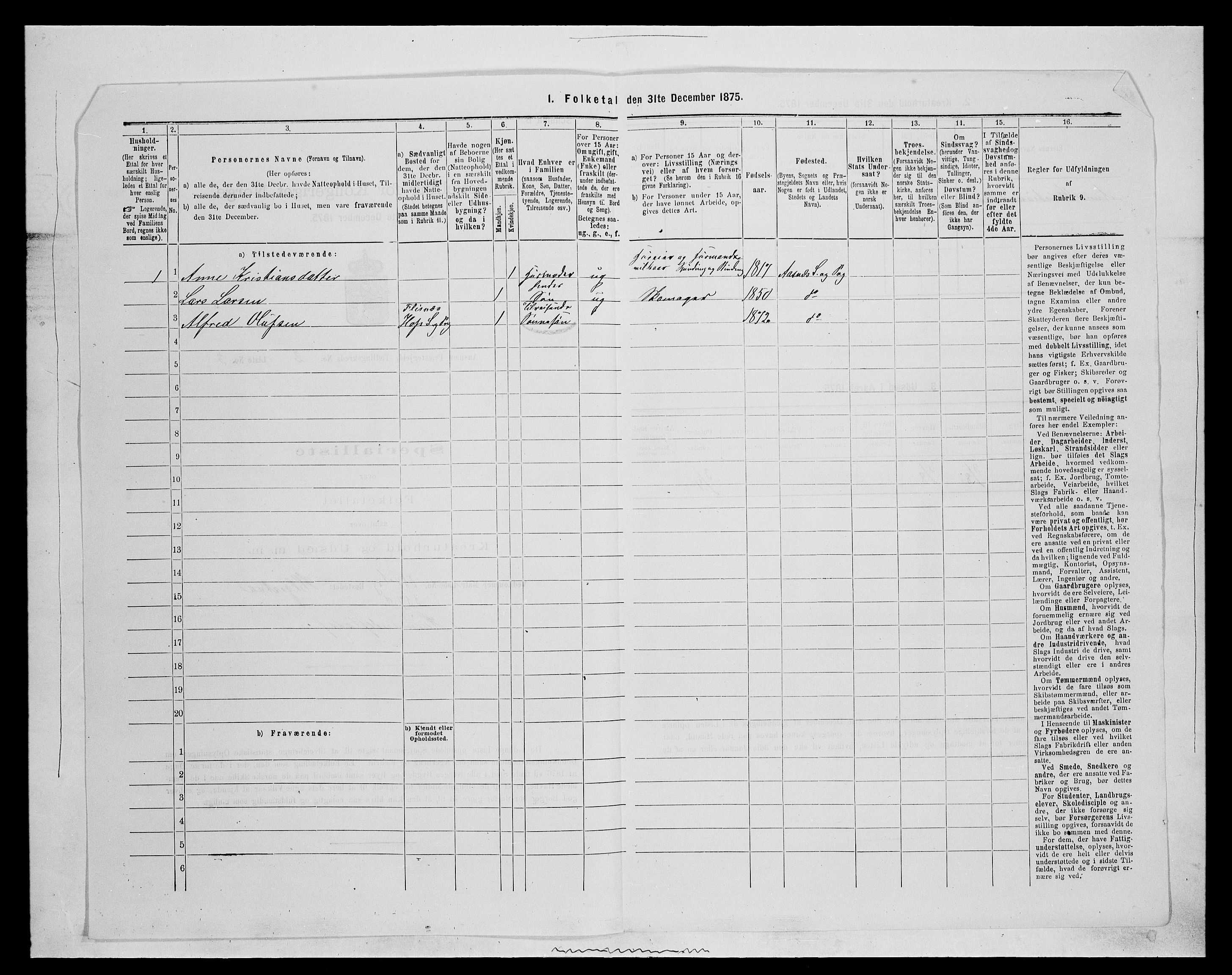 SAH, 1875 census for 0425P Åsnes, 1875, p. 156