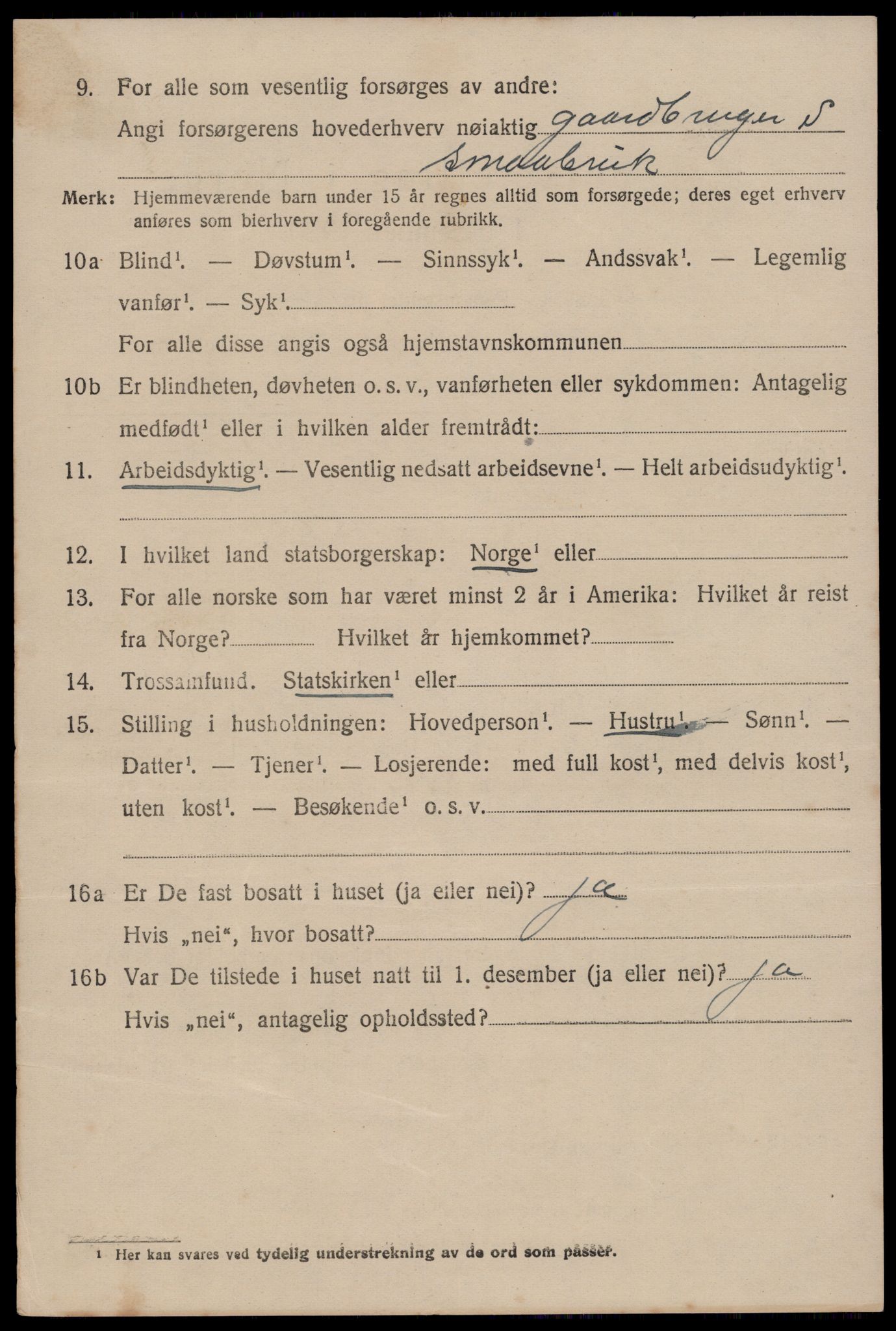 SAST, 1920 census for Tysvær, 1920, p. 2823