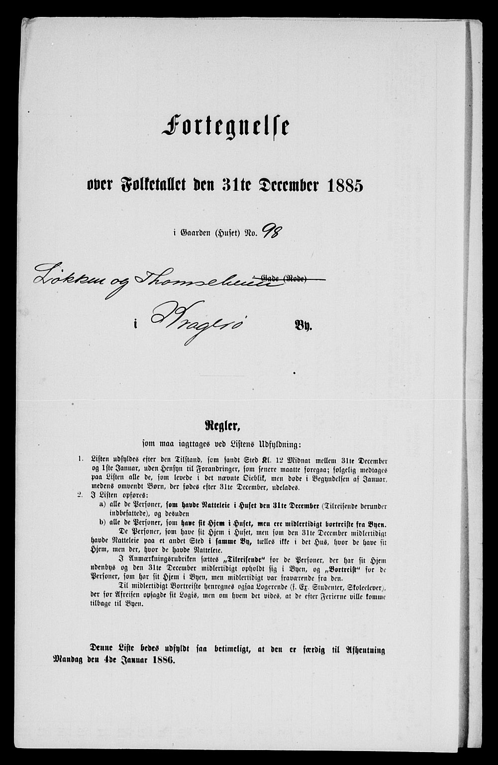 SAKO, 1885 census for 0801 Kragerø, 1885, p. 848