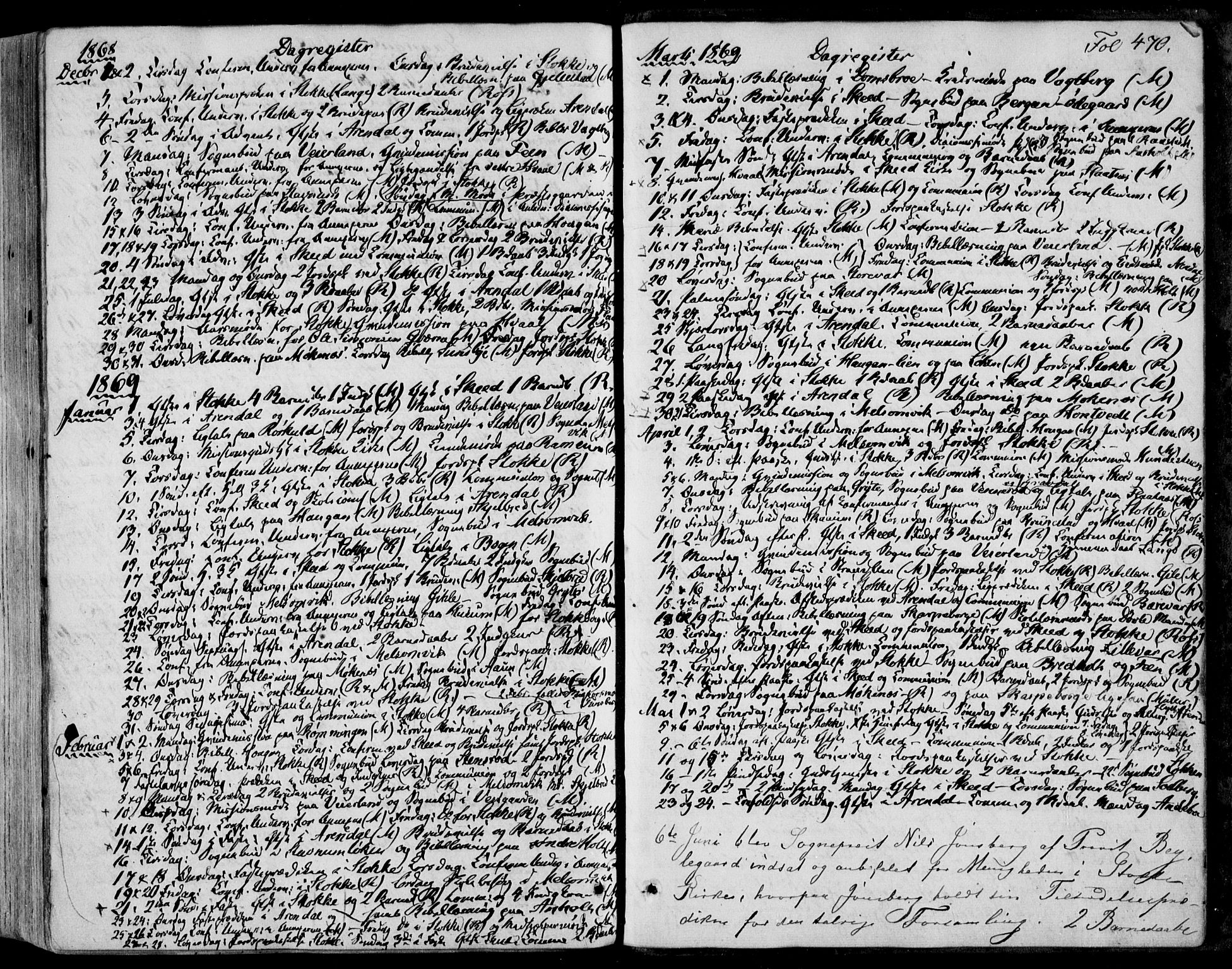 Stokke kirkebøker, AV/SAKO-A-320/F/Fa/L0008: Parish register (official) no. I 8, 1858-1871, p. 470