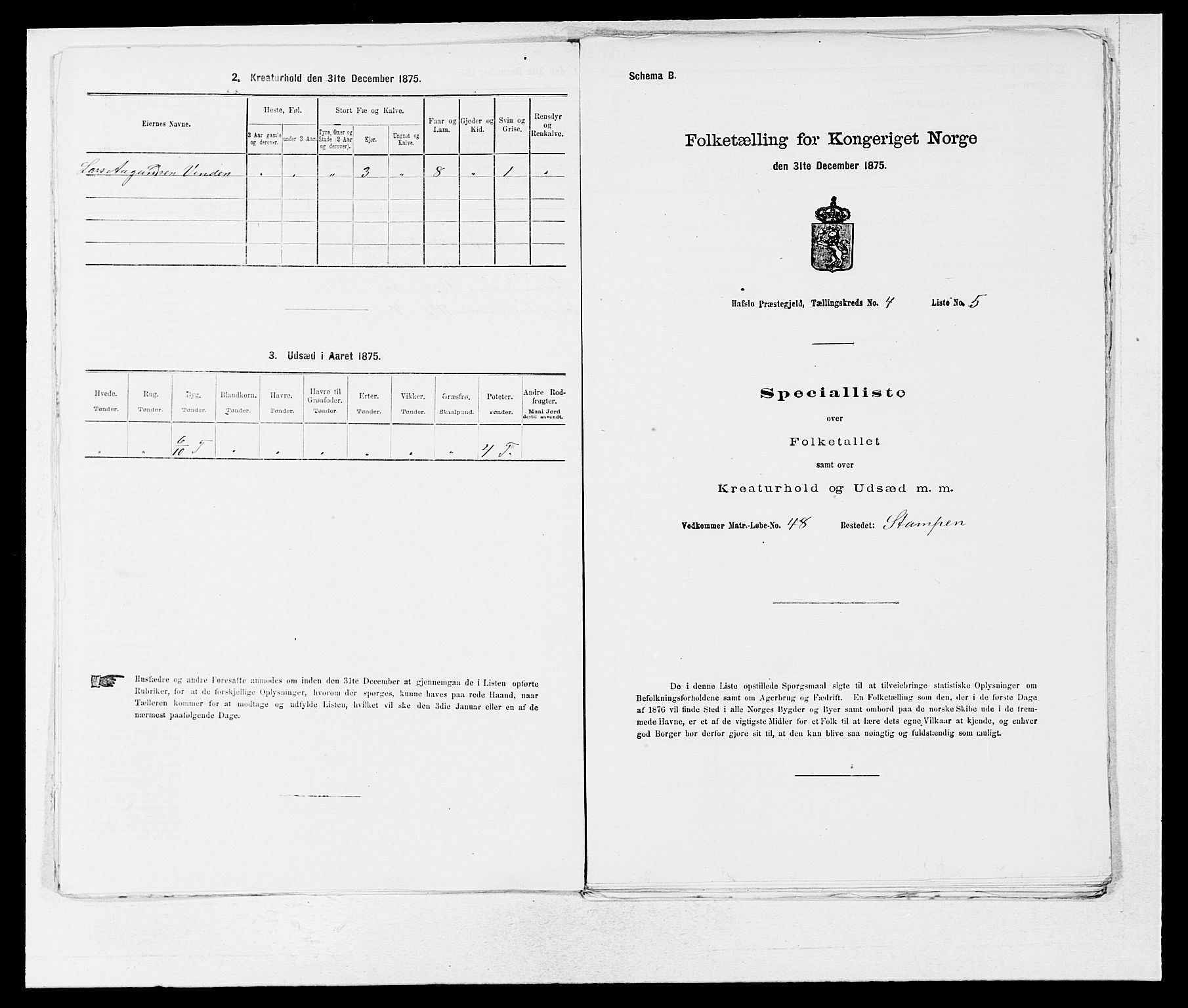 SAB, 1875 census for 1425P Hafslo, 1875, p. 464