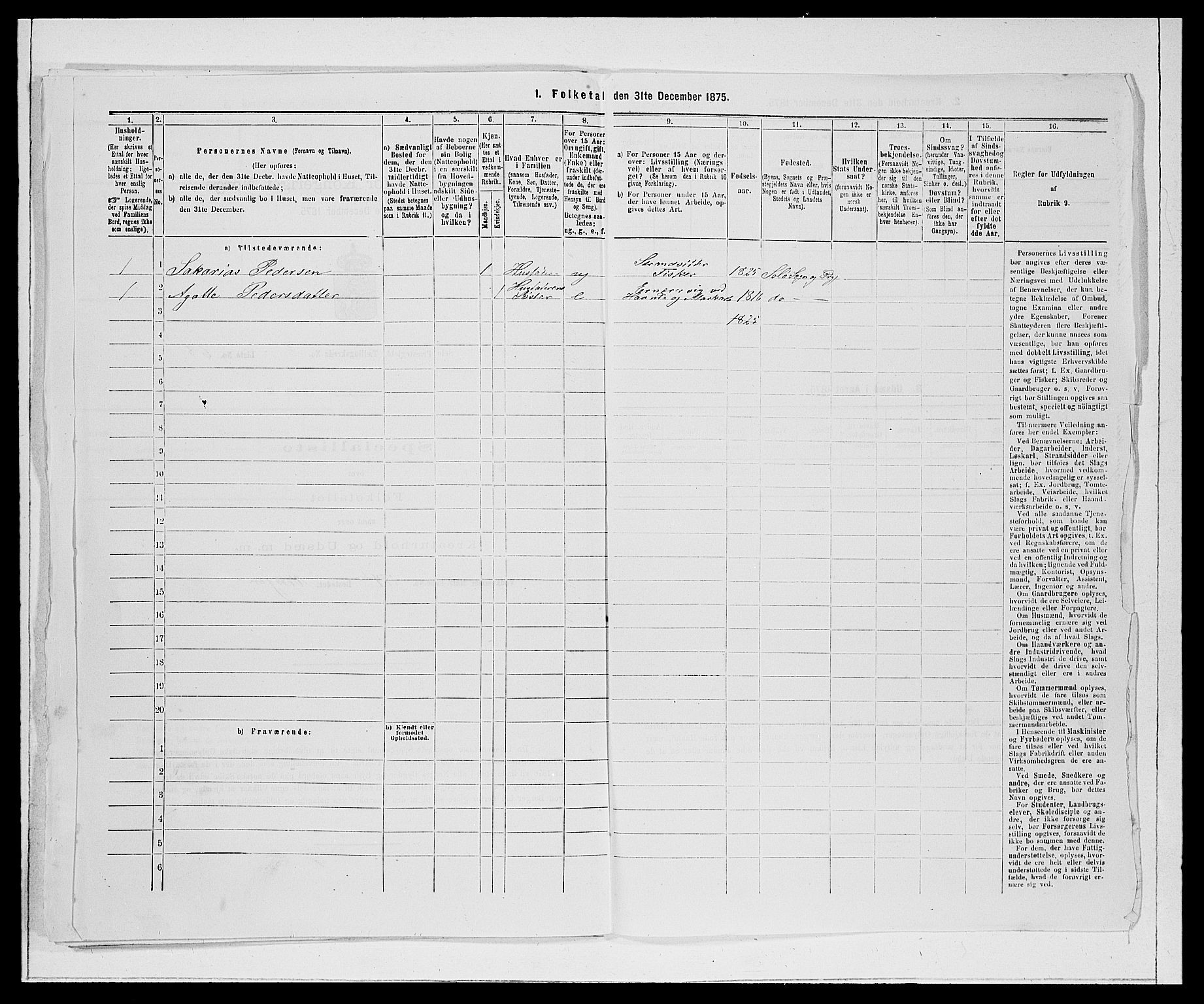 SAB, 1875 Census for 1441P Selje, 1875, p. 935