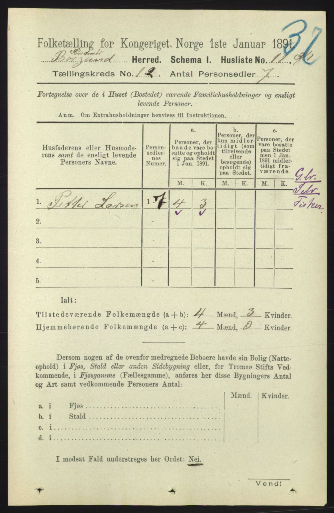 RA, 1891 census for 1531 Borgund, 1891, p. 3150