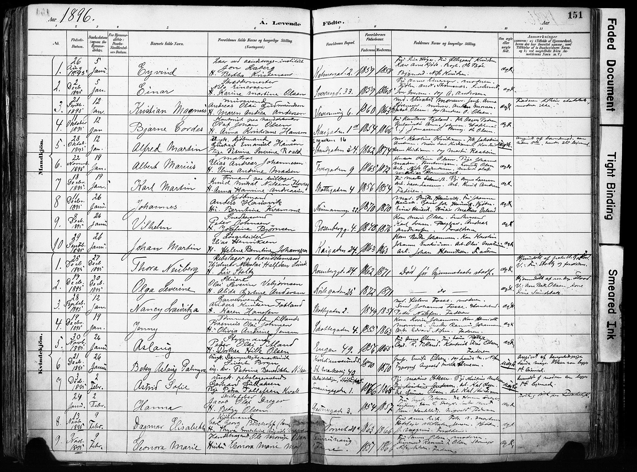 Domkirken sokneprestembete, SAB/A-74801/H/Haa/L0024: Parish register (official) no. B 7, 1888-1903, p. 151