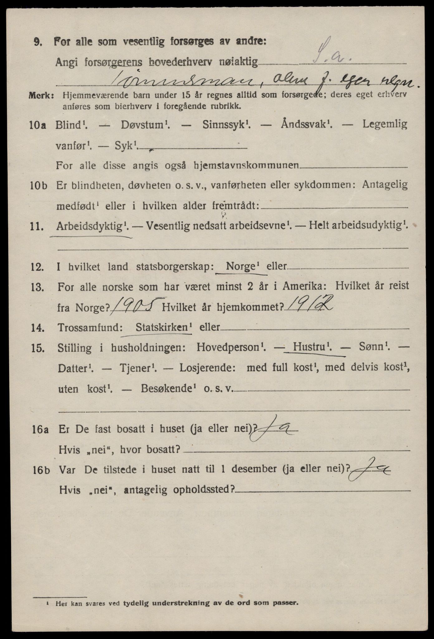 SAST, 1920 census for Nedstrand, 1920, p. 2014