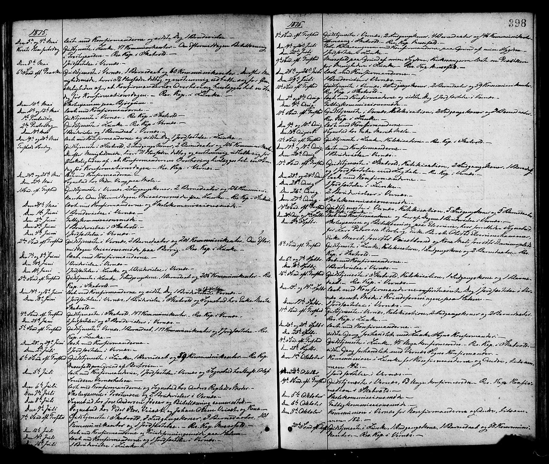 Ministerialprotokoller, klokkerbøker og fødselsregistre - Nord-Trøndelag, SAT/A-1458/709/L0076: Parish register (official) no. 709A16, 1871-1879, p. 398