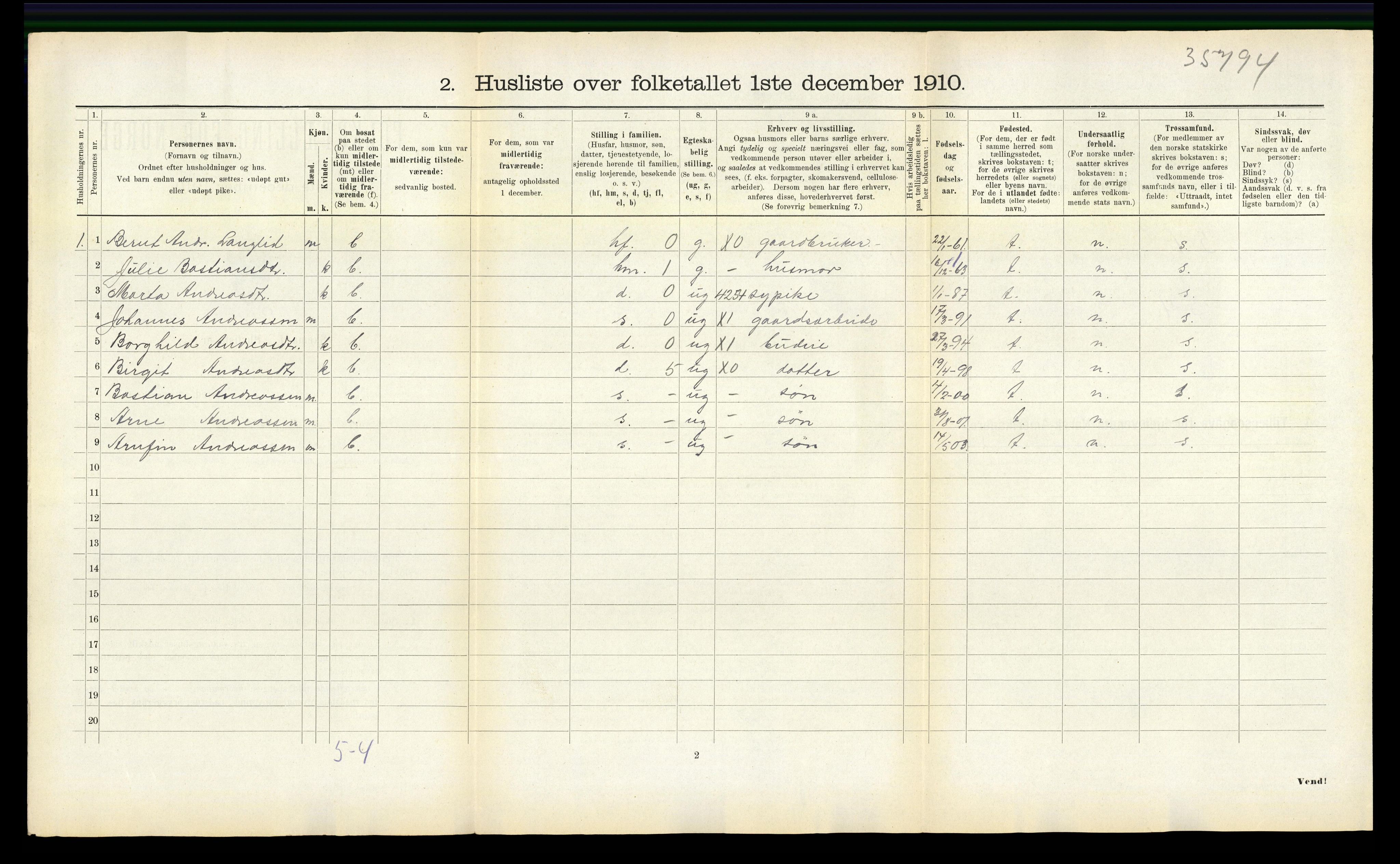 RA, 1910 census for Sparbu, 1910, p. 645