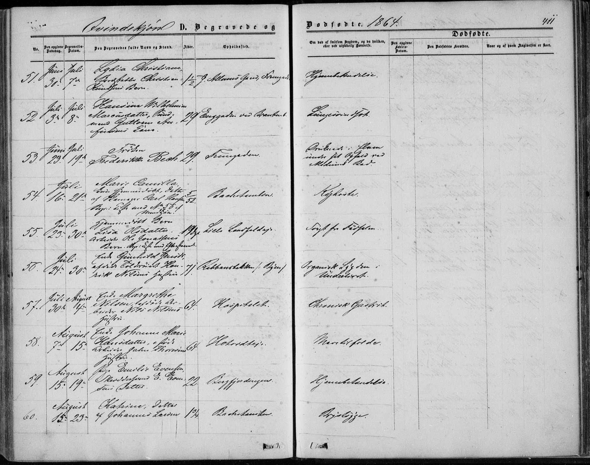 Bragernes kirkebøker, SAKO/A-6/F/Fb/L0003: Parish register (official) no. II 3, 1860-1868, p. 411