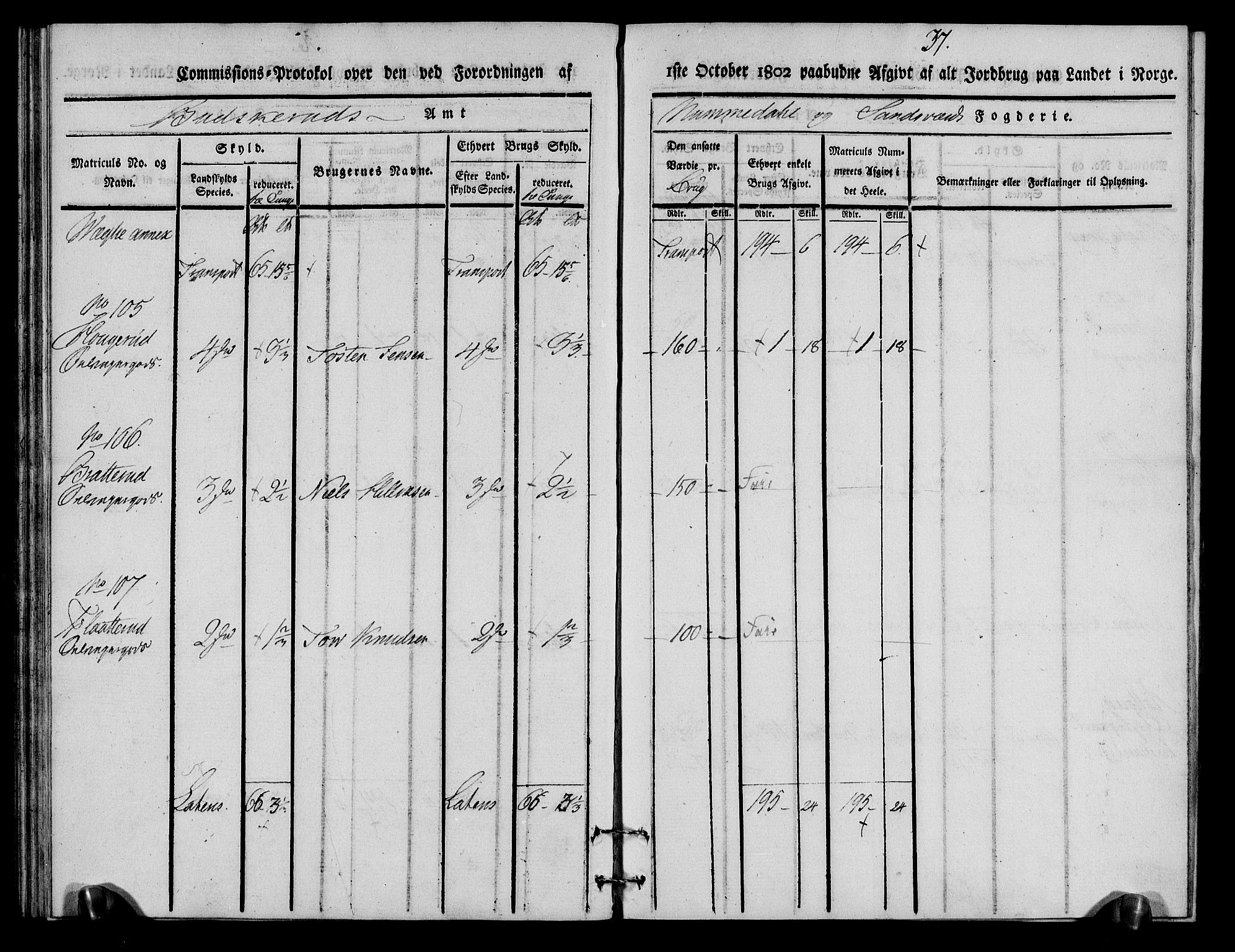 Rentekammeret inntil 1814, Realistisk ordnet avdeling, RA/EA-4070/N/Ne/Nea/L0056a: Numedal og Sandsvær fogderi. Kommisjonsprotokoll for Rollag hovedsogn og Veggli anneks, 1803, p. 38