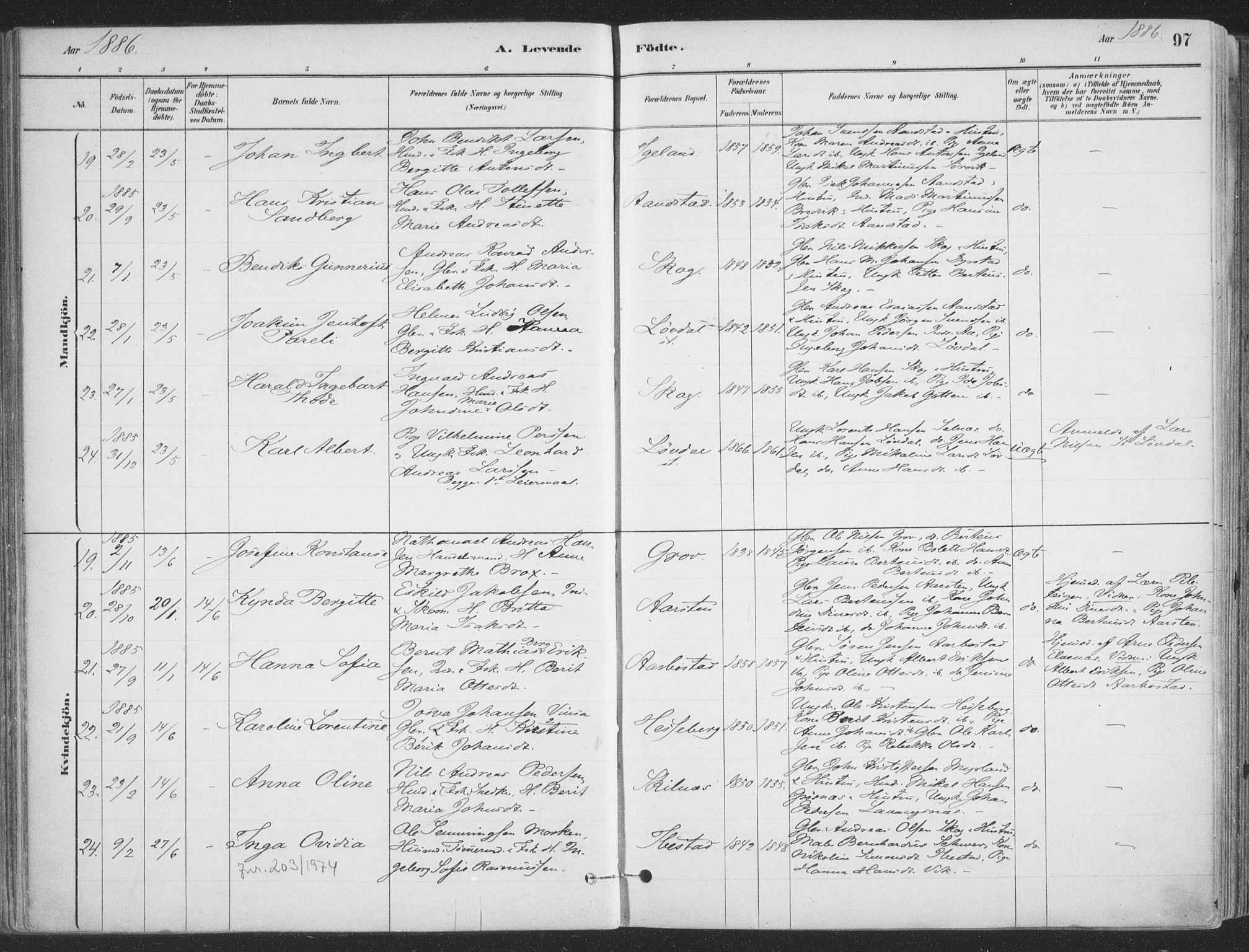 Ibestad sokneprestembete, SATØ/S-0077/H/Ha/Haa/L0011kirke: Parish register (official) no. 11, 1880-1889, p. 97
