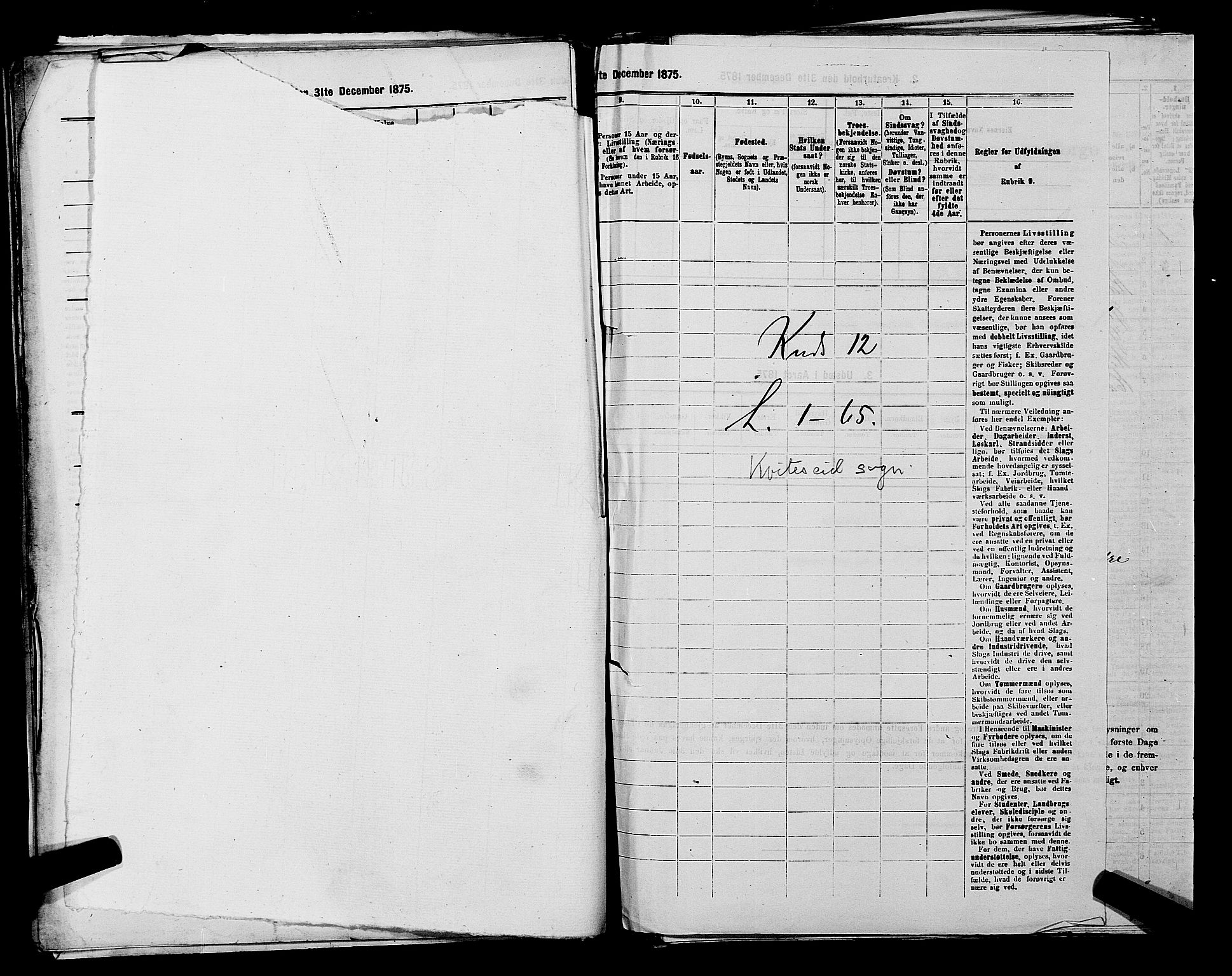 SAKO, 1875 census for 0829P Kviteseid, 1875, p. 953