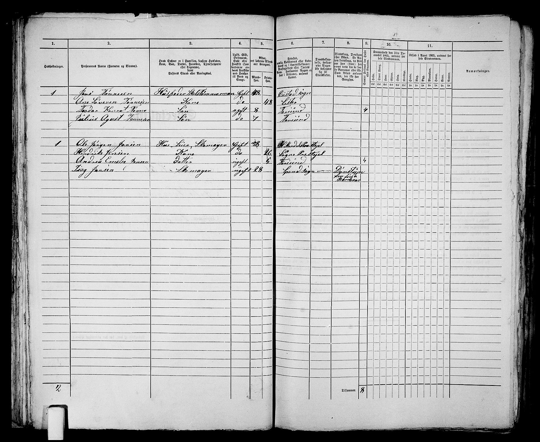 RA, 1865 census for Vanse/Farsund, 1865, p. 45