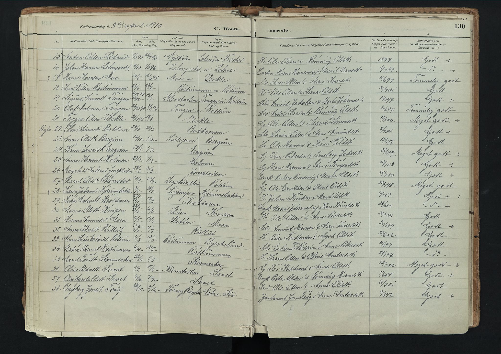 Nord-Fron prestekontor, SAH/PREST-080/H/Ha/Haa/L0003: Parish register (official) no. 3, 1884-1914, p. 139