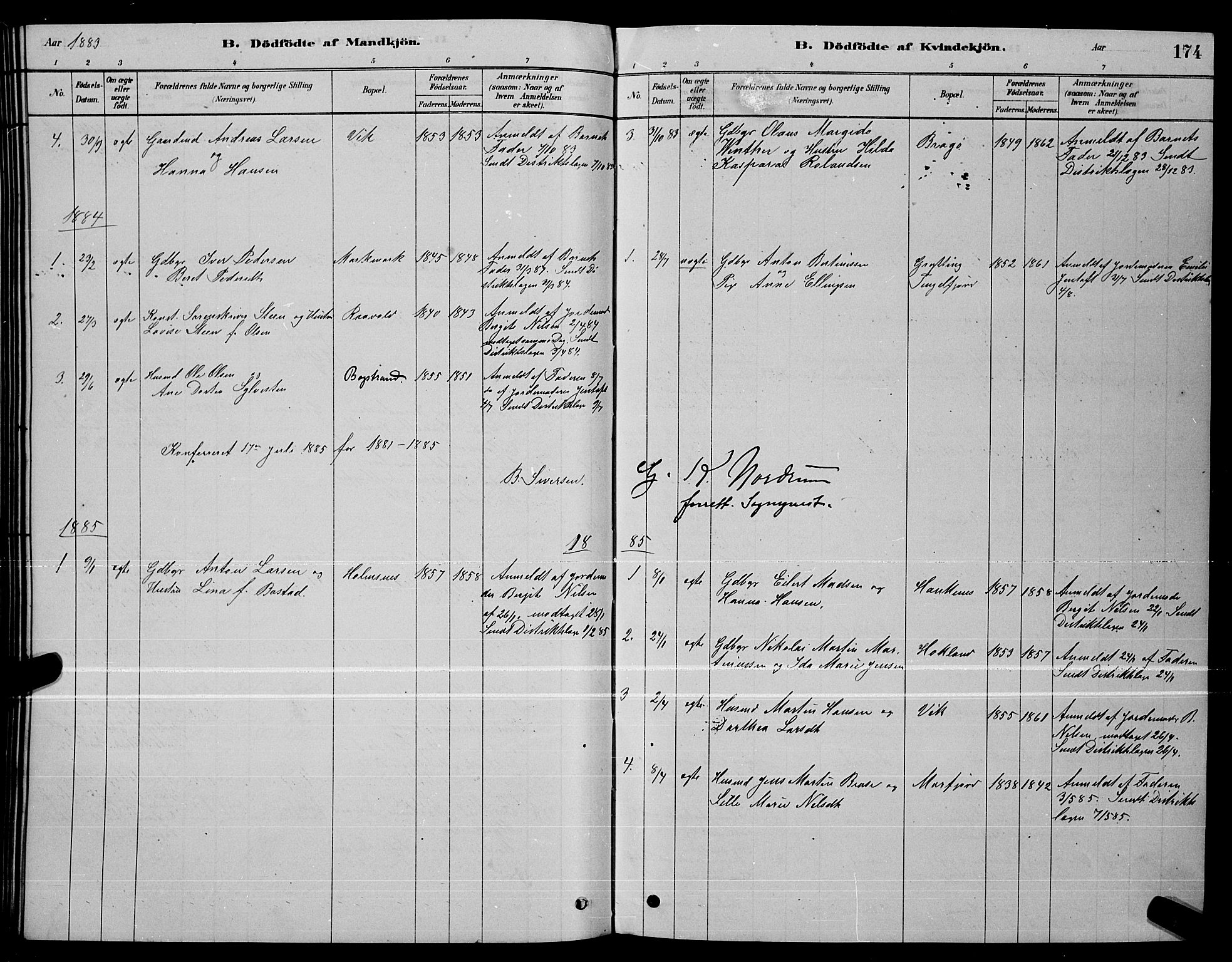 Ministerialprotokoller, klokkerbøker og fødselsregistre - Nordland, SAT/A-1459/888/L1267: Parish register (copy) no. 888C05, 1878-1890, p. 174