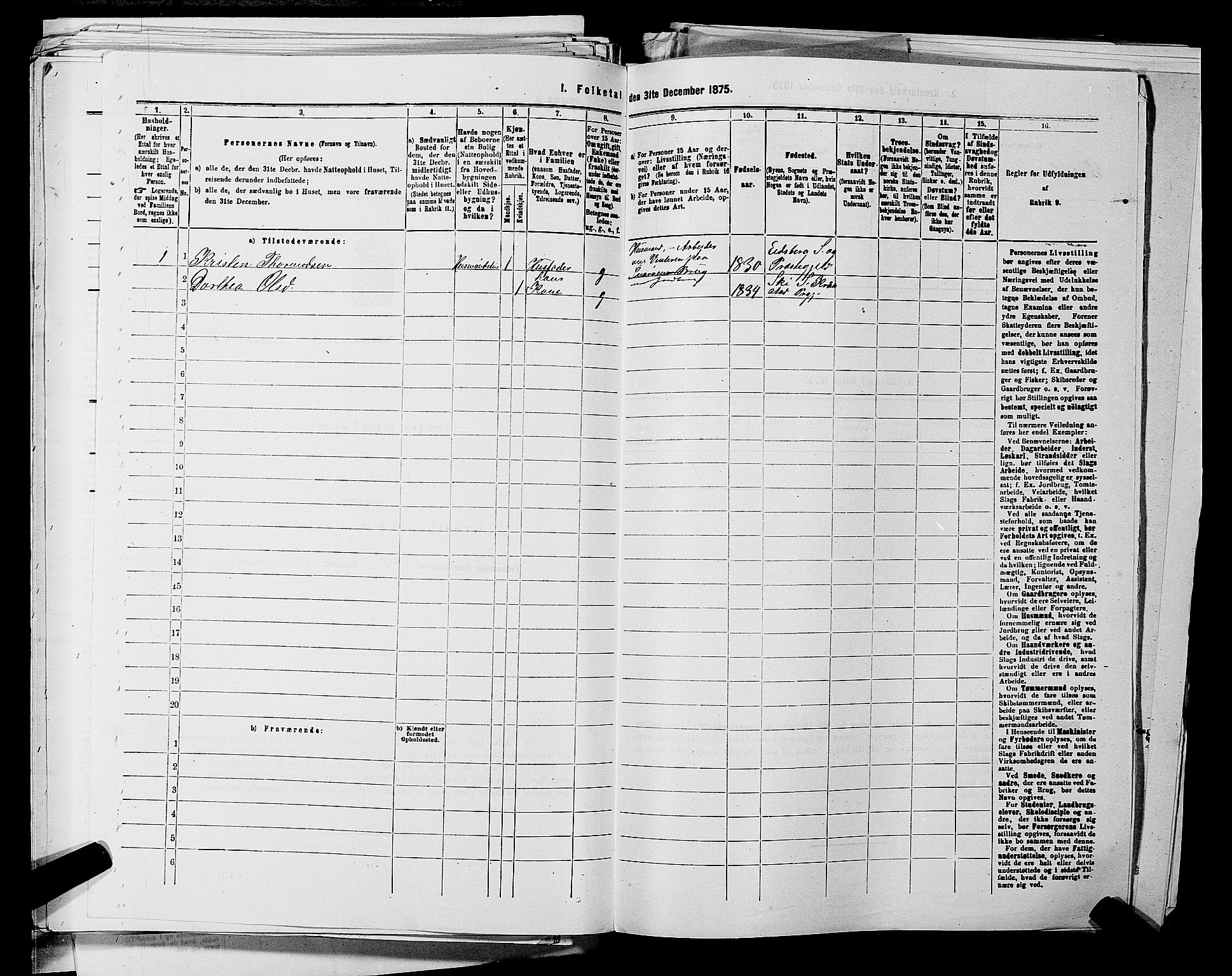 RA, 1875 census for 0220P Asker, 1875, p. 1646