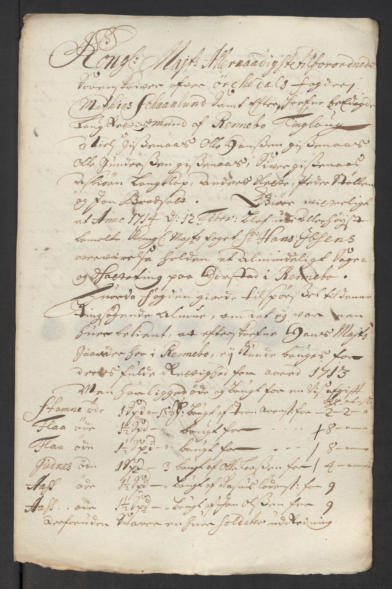 Rentekammeret inntil 1814, Reviderte regnskaper, Fogderegnskap, AV/RA-EA-4092/R60/L3964: Fogderegnskap Orkdal og Gauldal, 1713, p. 509