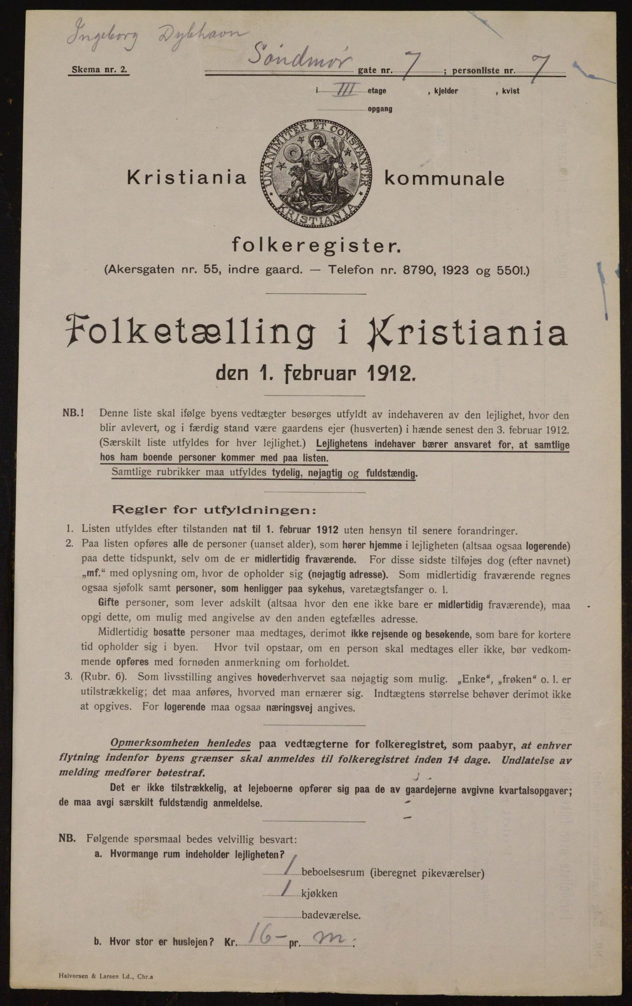 OBA, Municipal Census 1912 for Kristiania, 1912, p. 104760